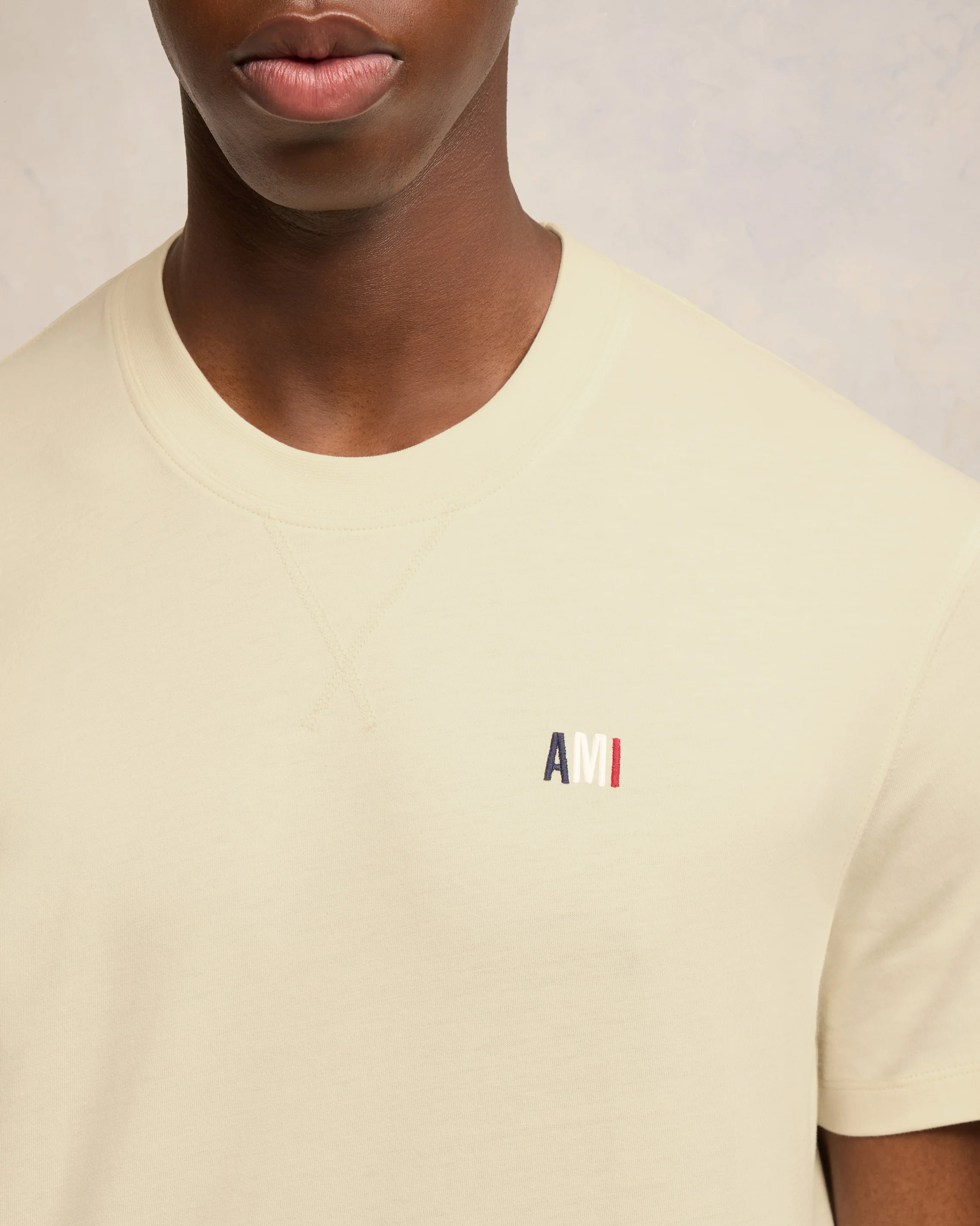 T-shirt Bleu Blanc Rouge Coupe Classique Blanc Casse - leoleo123123
