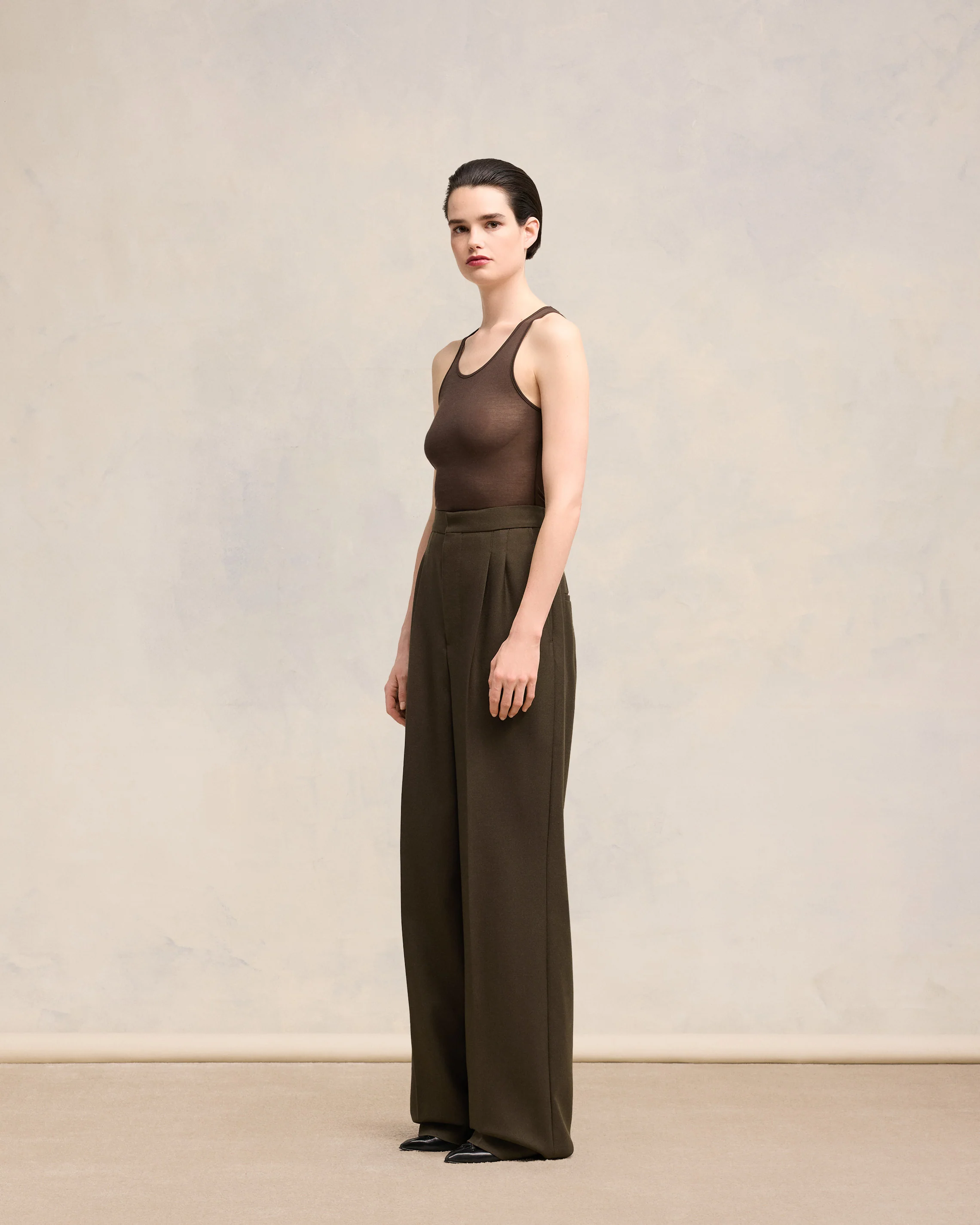 Dark Coffee High Waist Large Trousers - leoleo123123