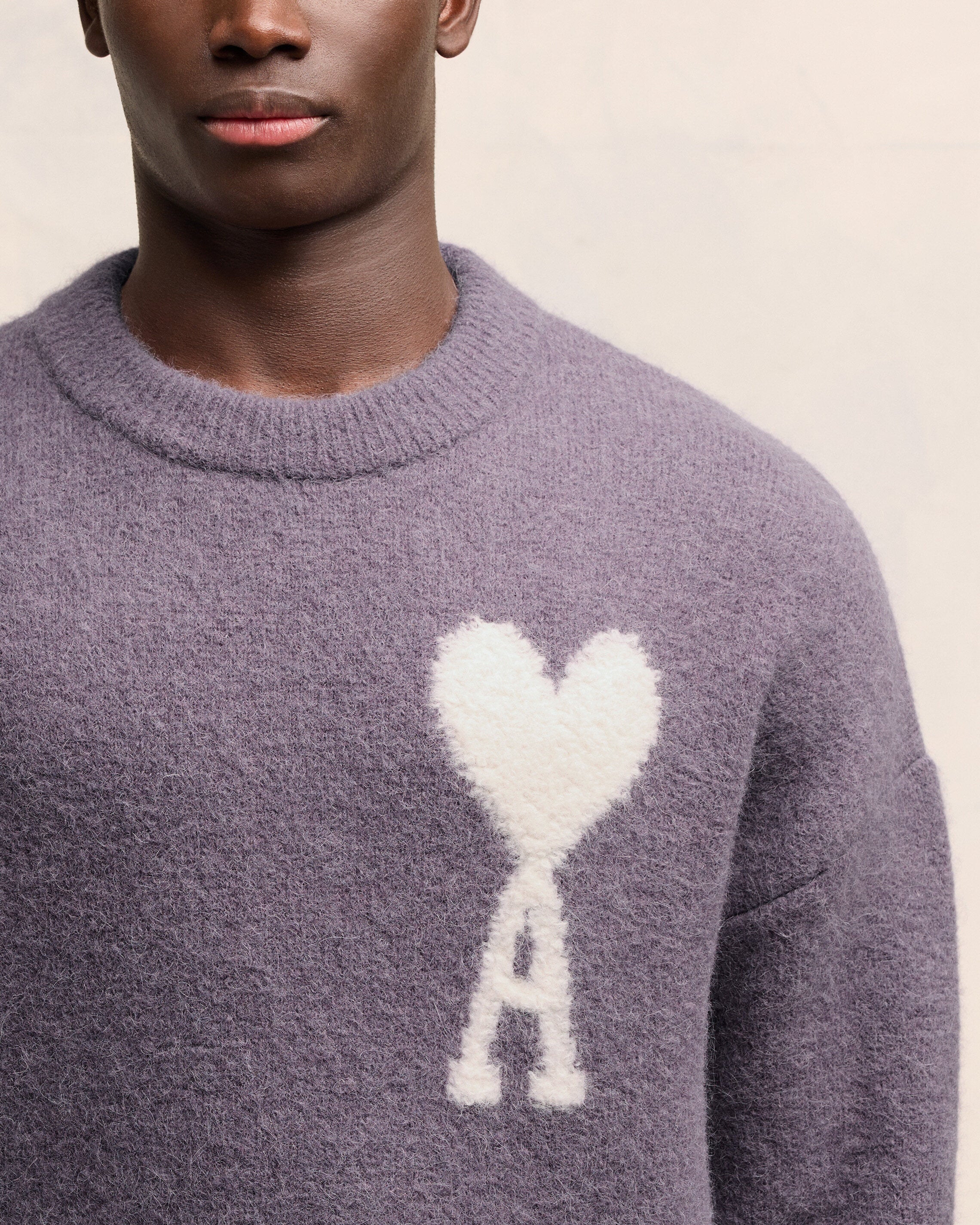 Lilac Off-White Ami De Coeur Crew Neck Sweater - leoleo123123