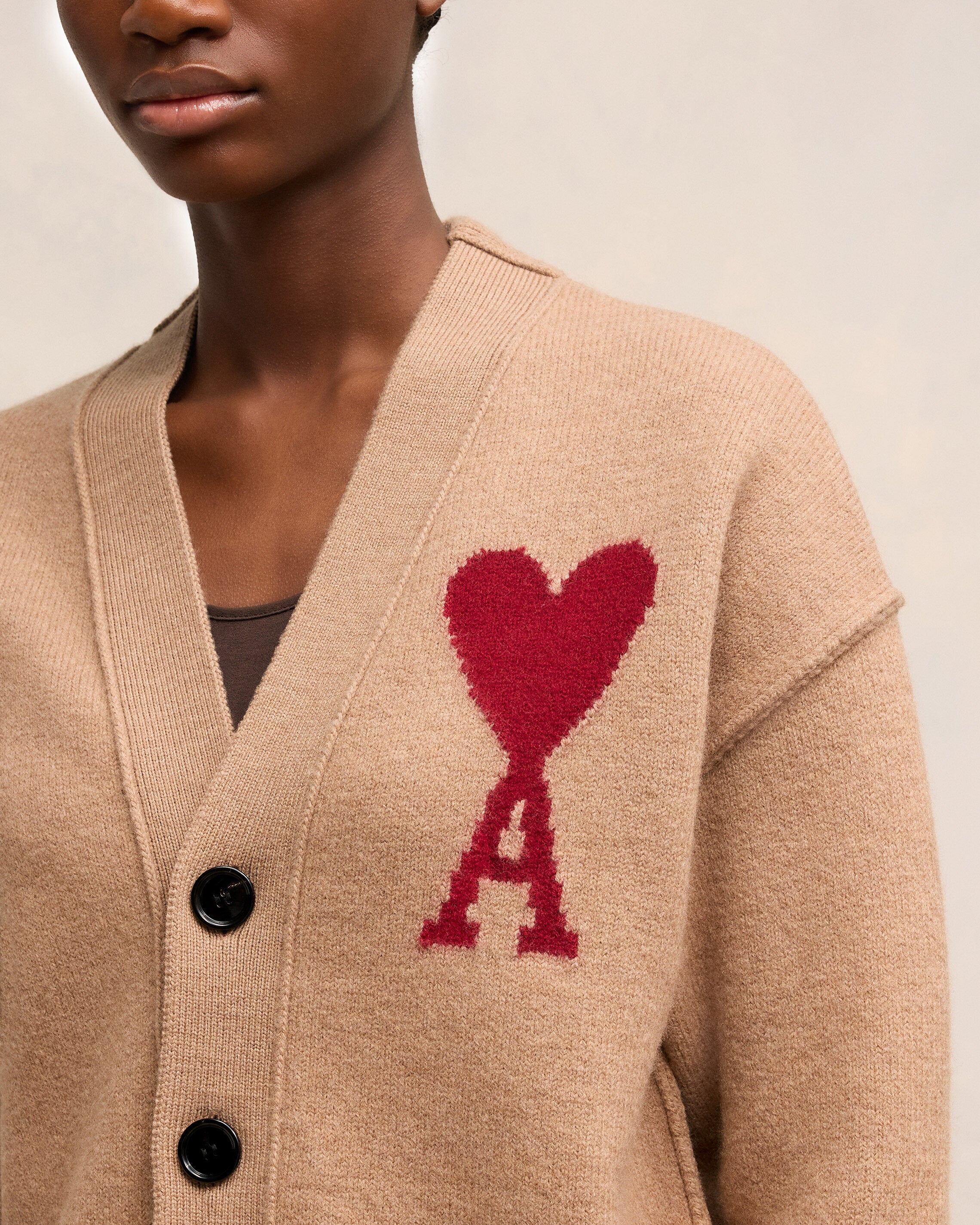 Cardigan Ami De Coeur Rouge Camel/Rouge - leoleo123123