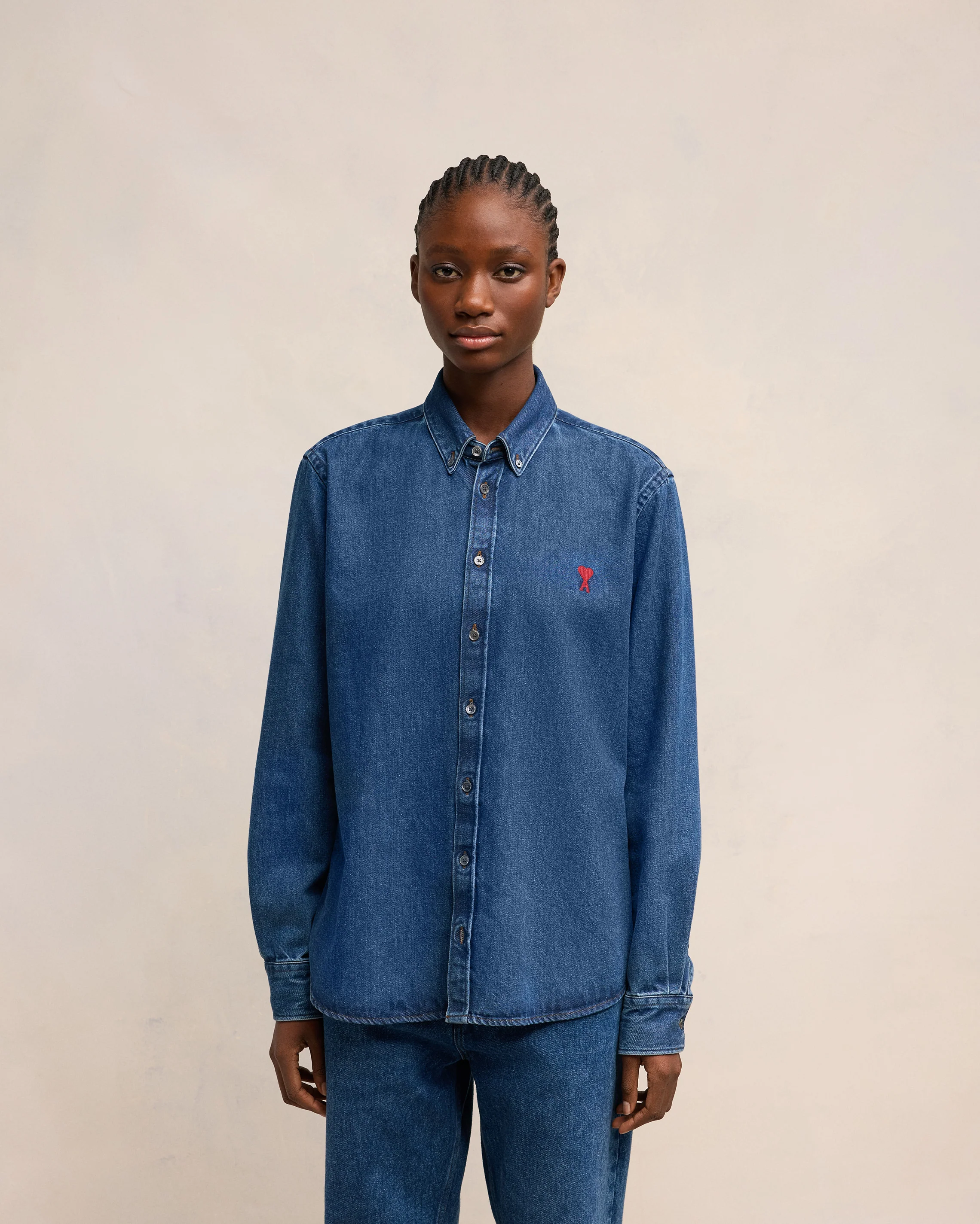 Used Blue Button-Down Ami De Coeur Shirt - leoleo123123