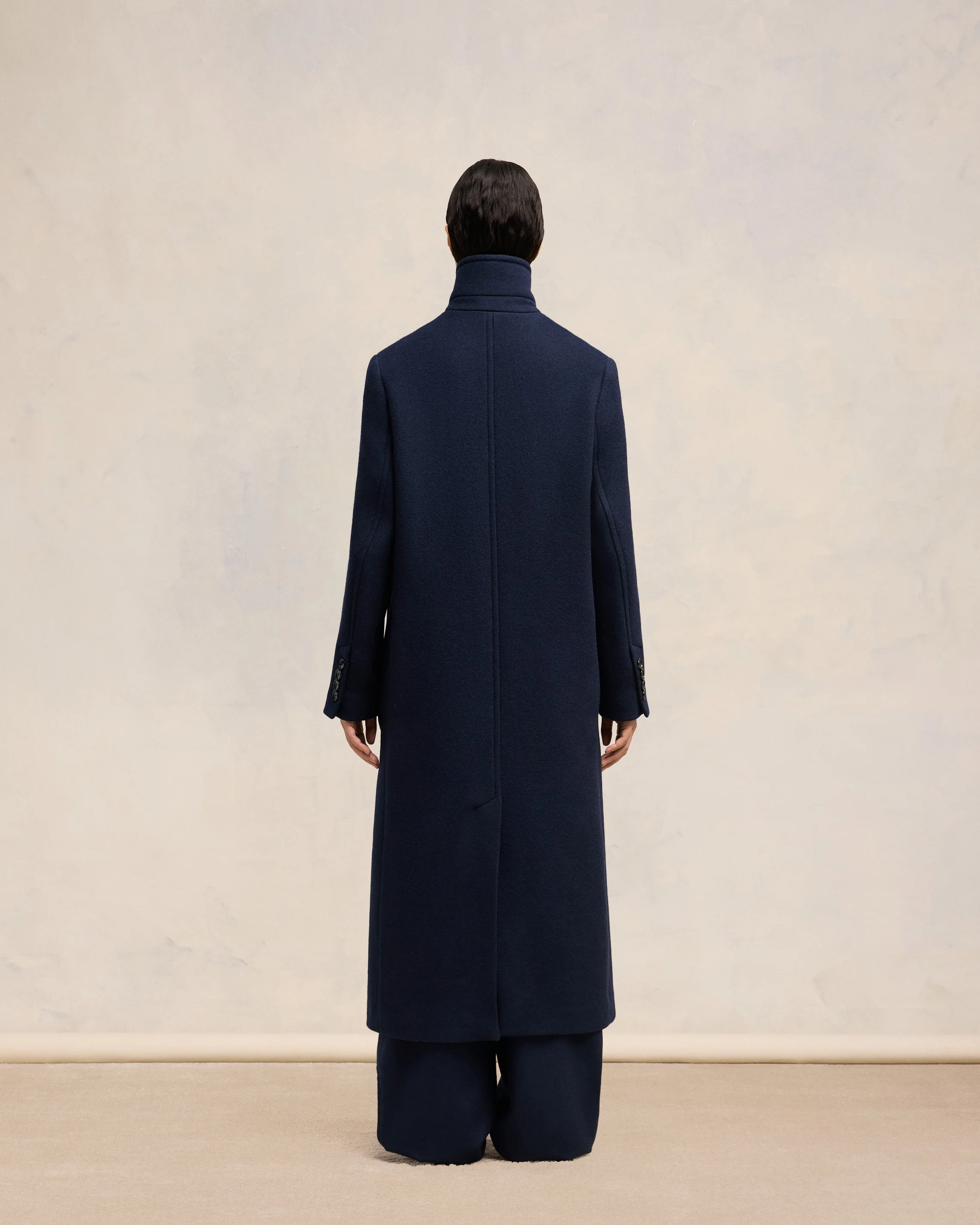 Navy Blue High Collar Coat - leoleo123123