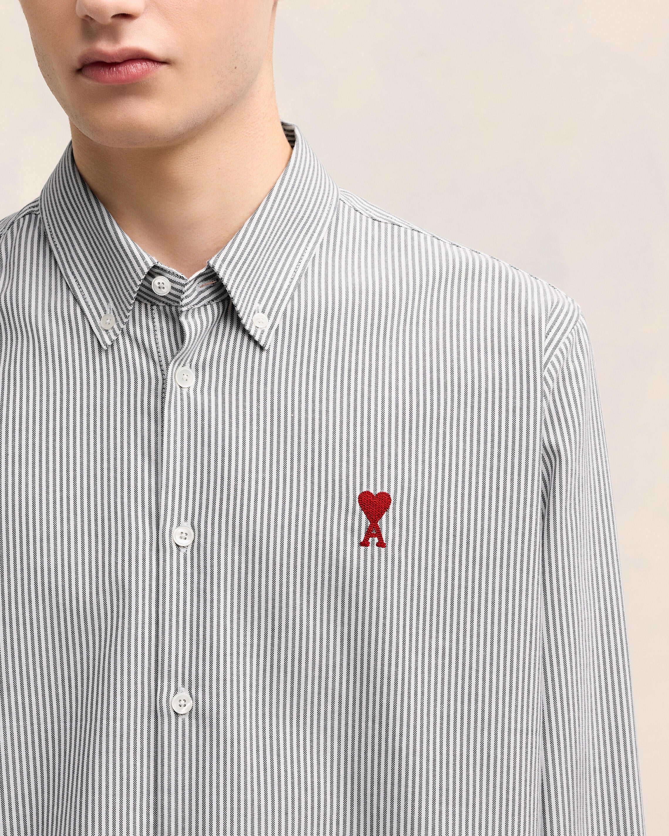 Black/Natural White Button-Down Ami De Coeur Shirt - leoleo123123