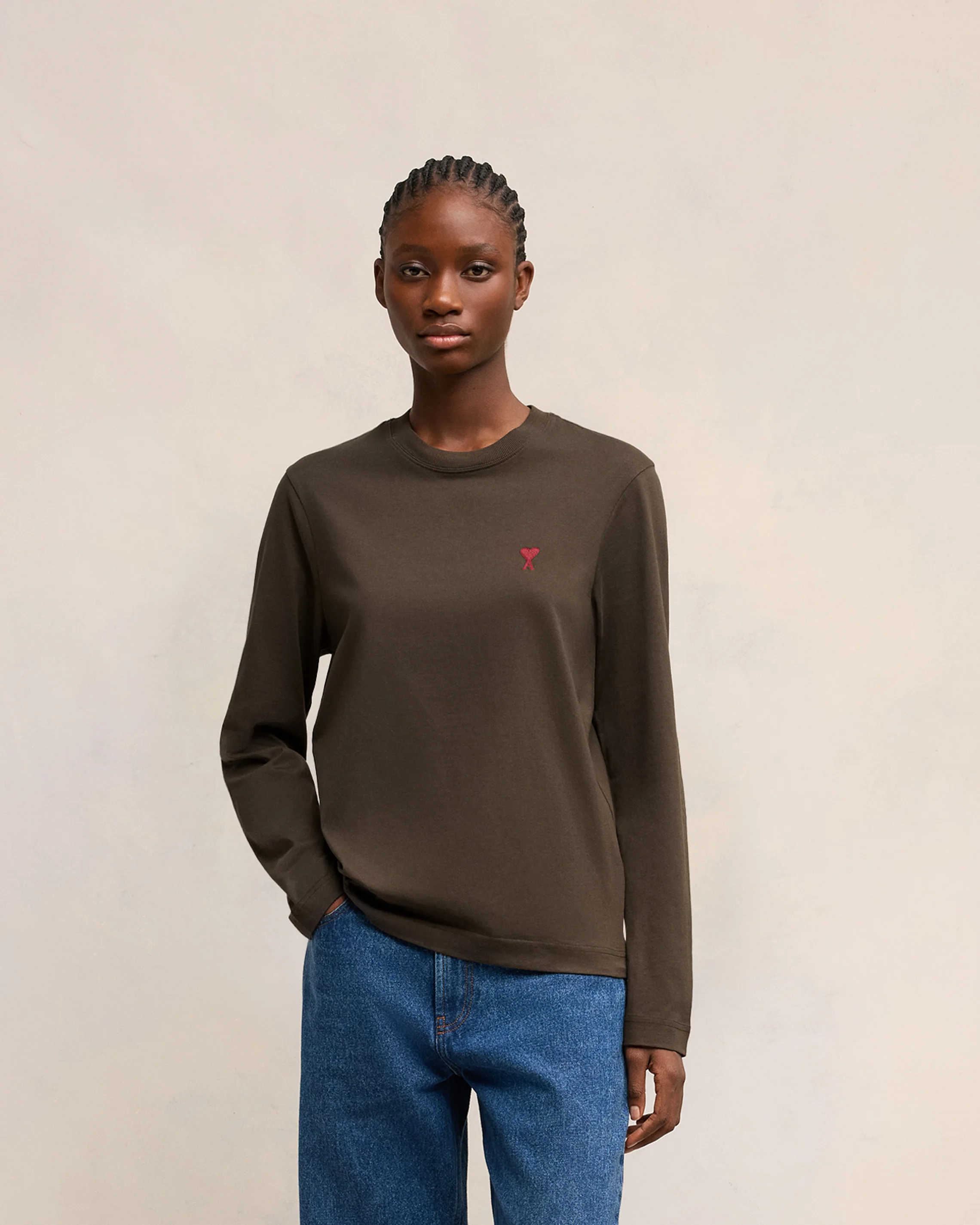 Dark Coffee Red Ami De Coeur Longlseeves T-Shirt - leoleo123123