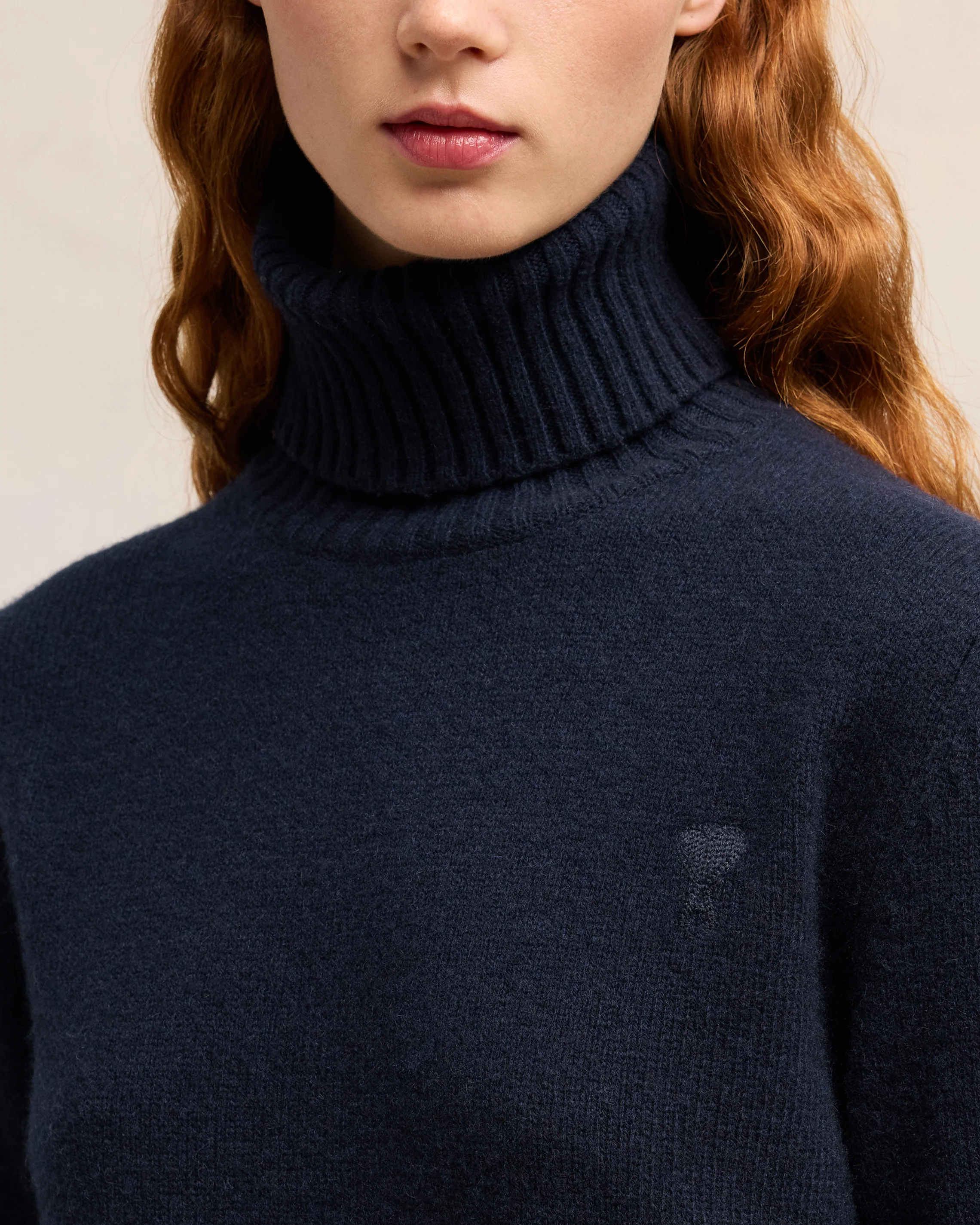 Navy Blue Cashmere Ami De Coeur Turtle Neck Sweater - leoleo123123