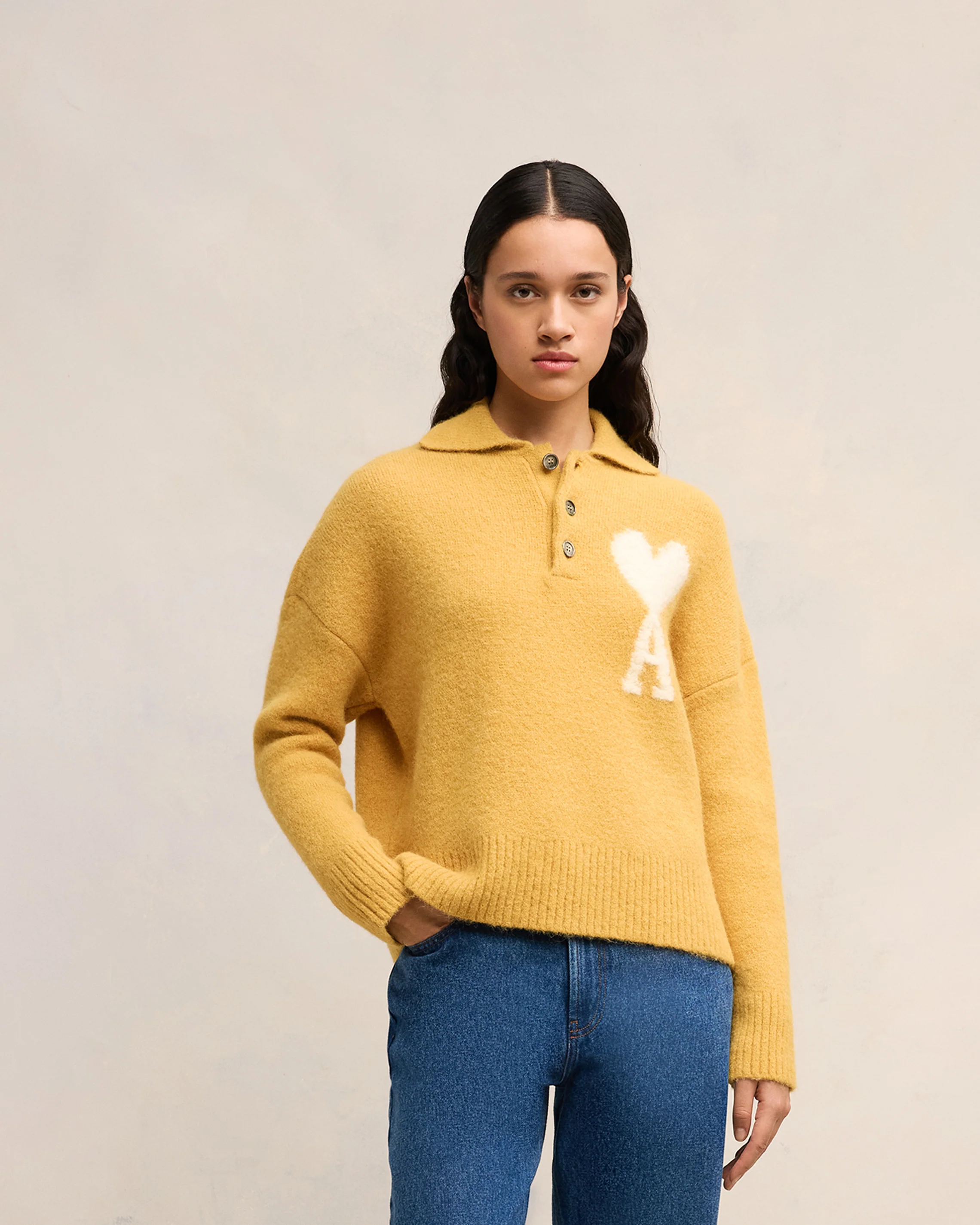 Mustard Off-White Ami De Coeur Polo - leoleo123123