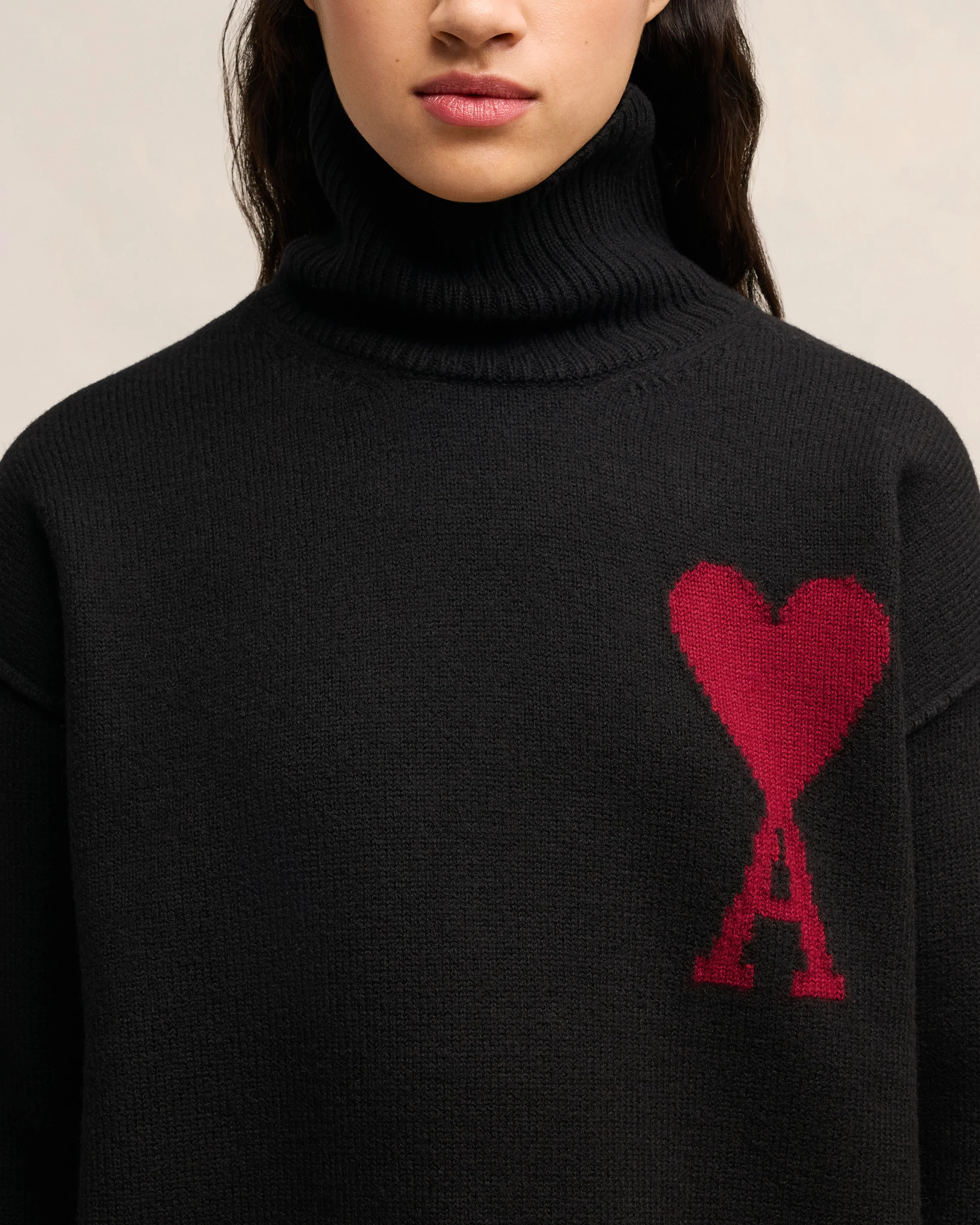 Black Turtleneck Jumper | Ami De Coeur | Ami Paris US - leoleo123123