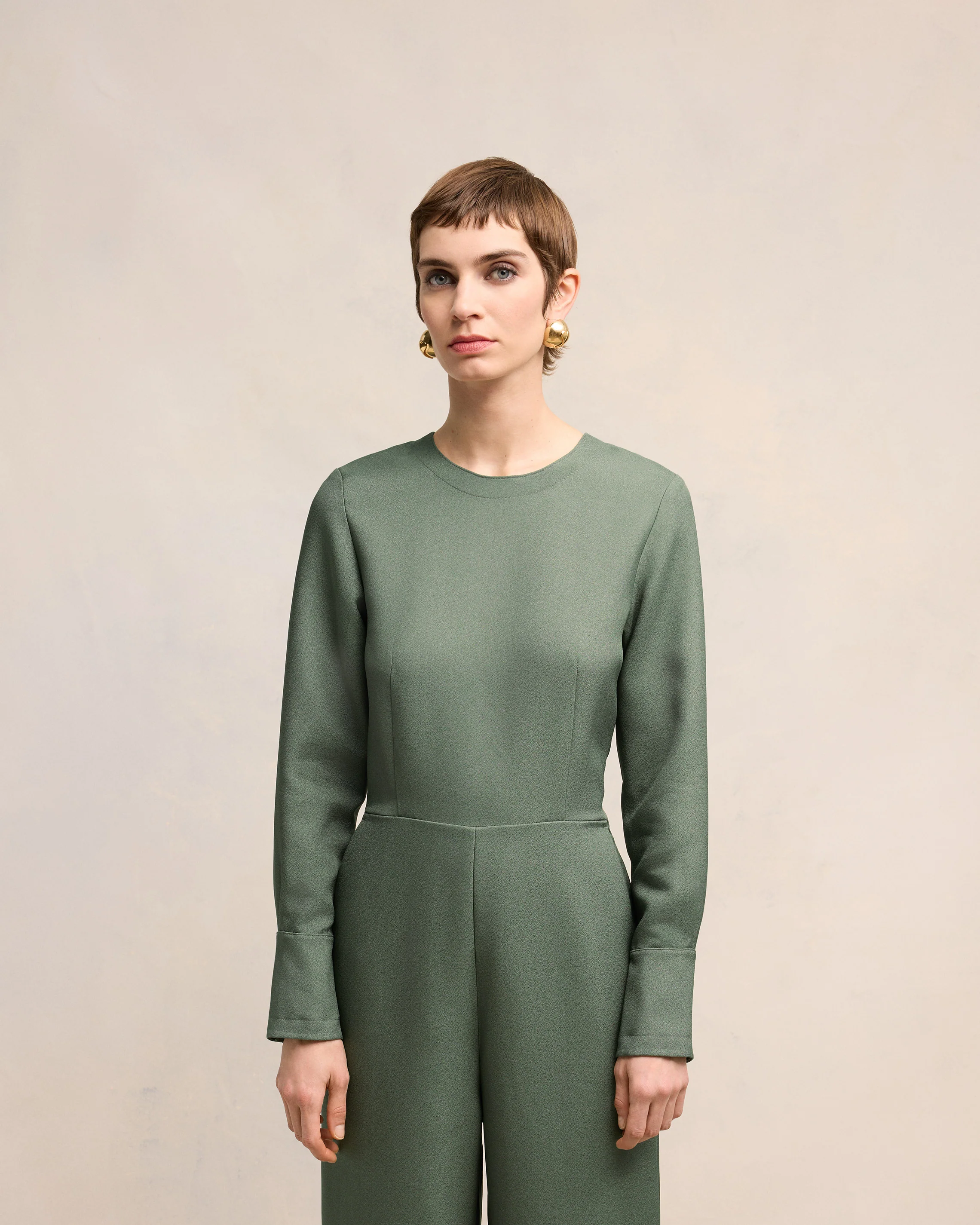Antique Clay Zipped Jumpsuit - leoleo123123
