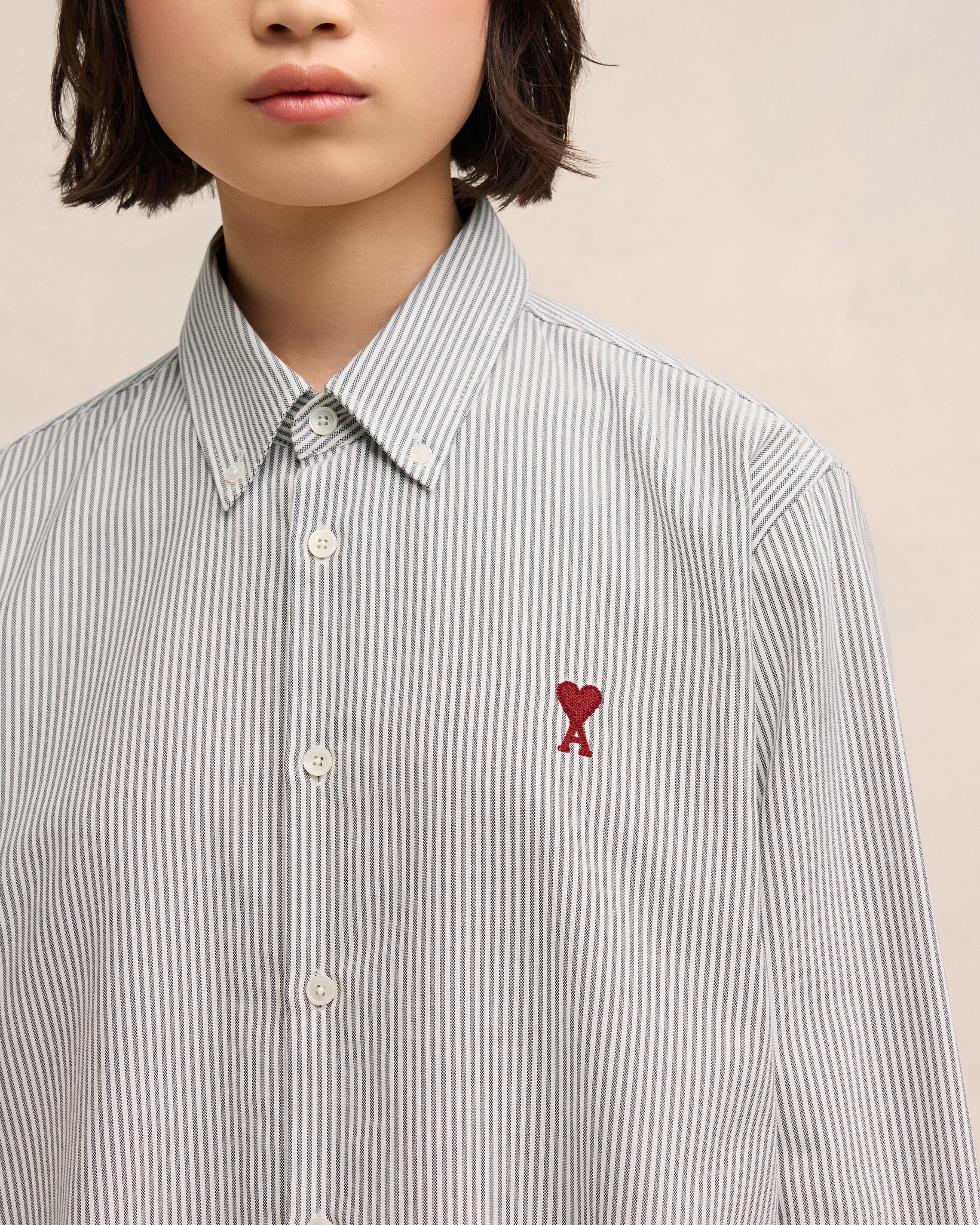 Black/Natural White Button-Down Ami De Coeur Shirt - leoleo123123