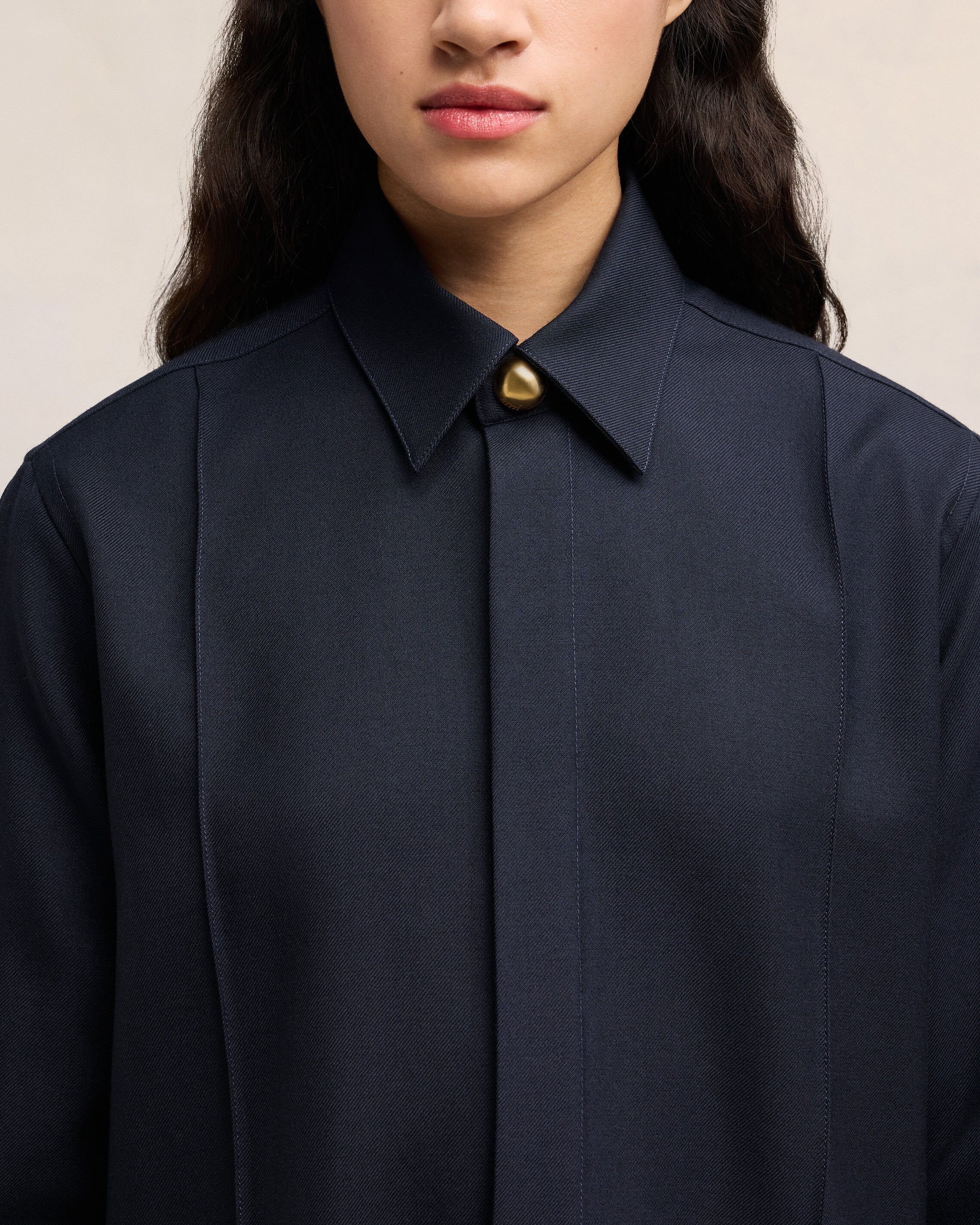 Navy Blue Long Pintuck Shirt - leoleo123123