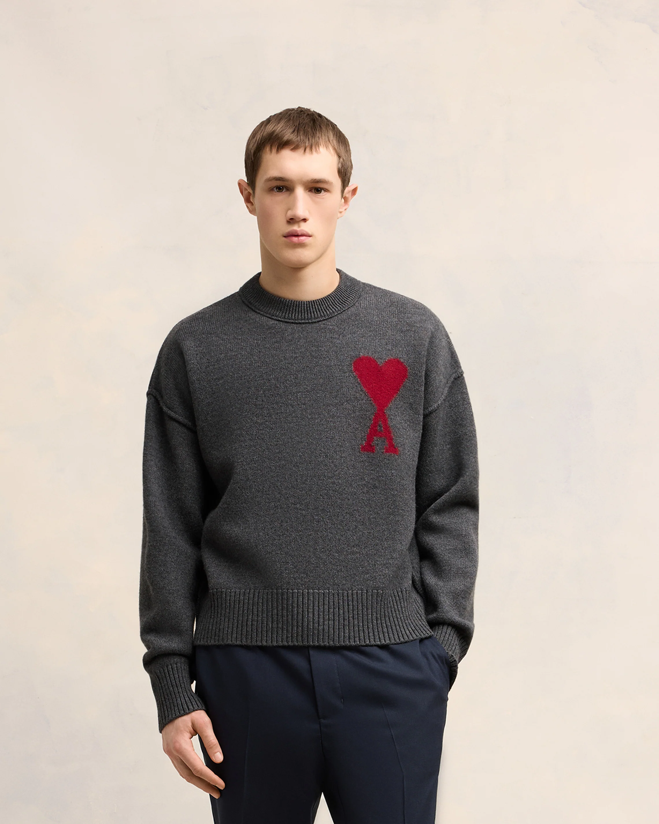 Pull Ami De Coeur Rouge Gris Chine / Rouge - leoleo123123