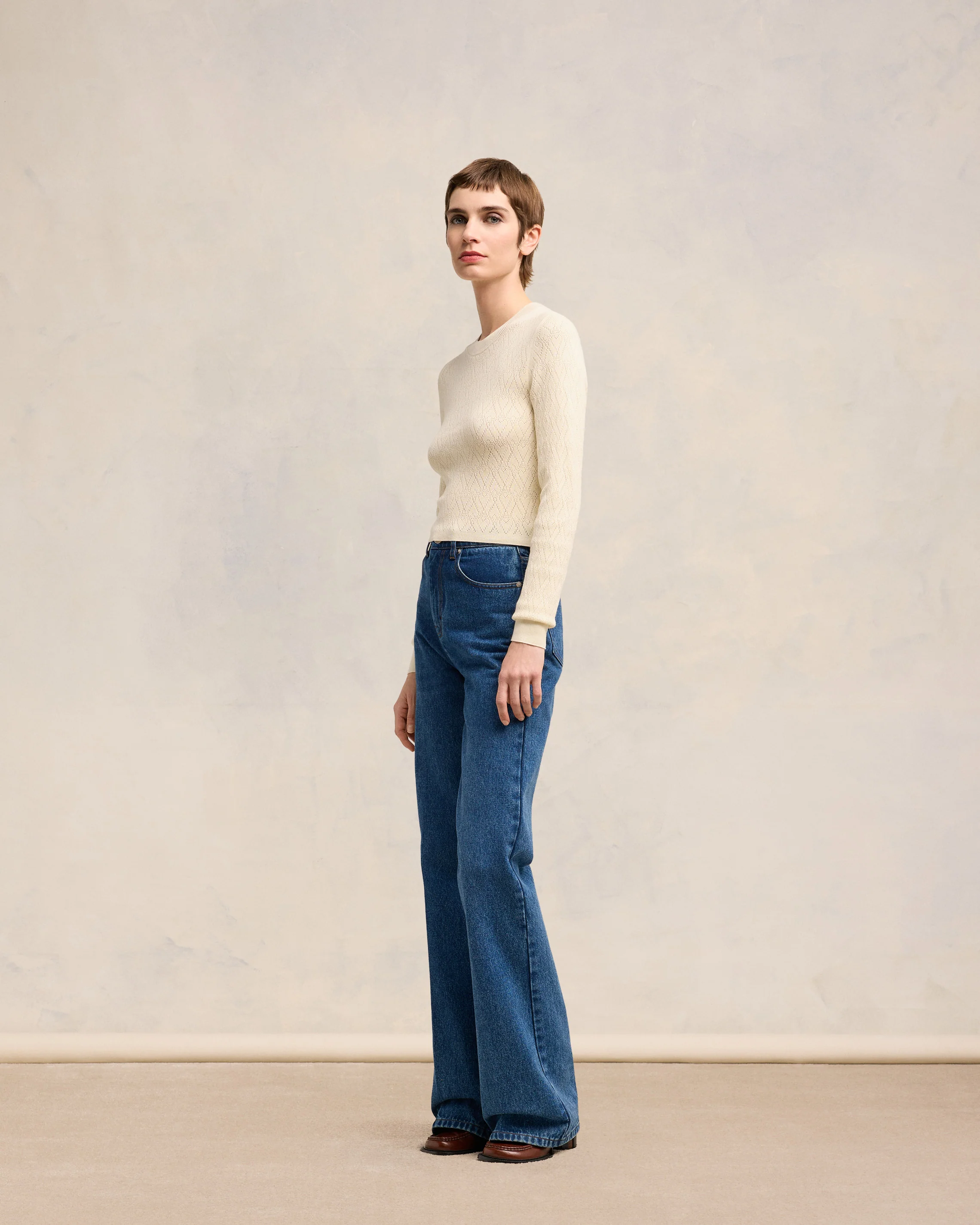 Off White Ami De Coeur Pointelle Crew Neck Sweater - leoleo123123