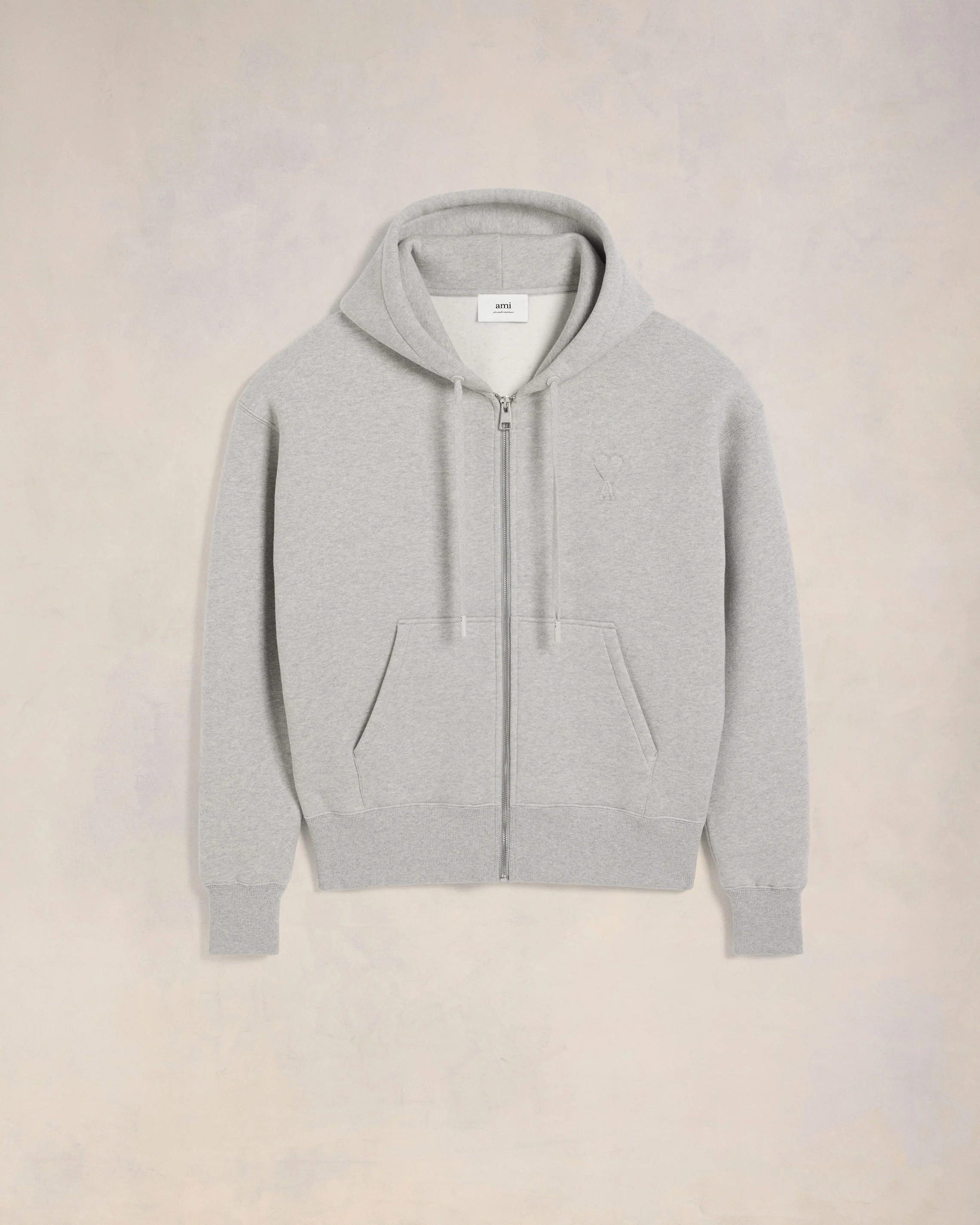 Heather Ash Grey Zipped Ami De Coeur Hoodie - leoleo123123
