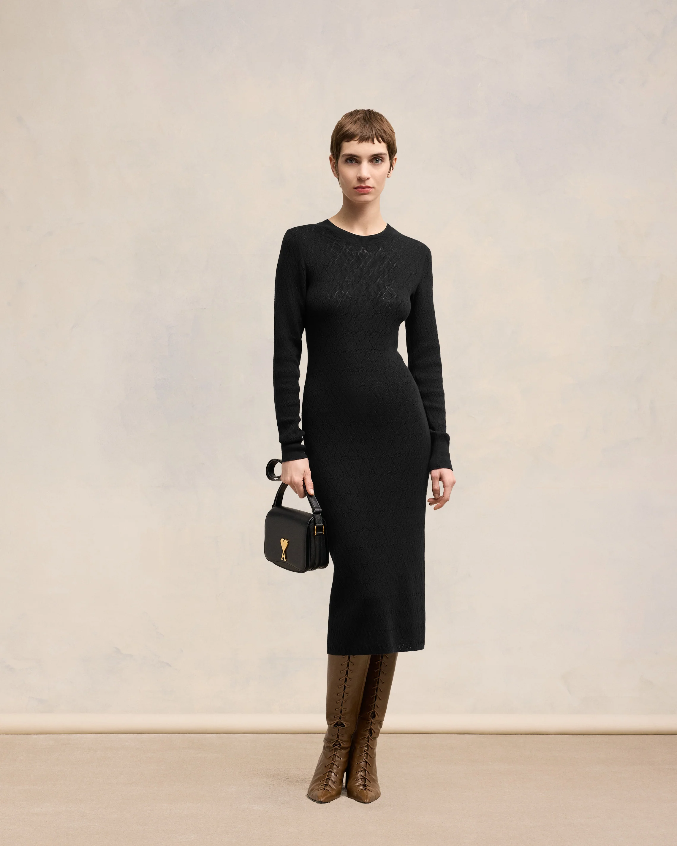 Black Wool Midi Dress | Ami Paris US - leoleo123123
