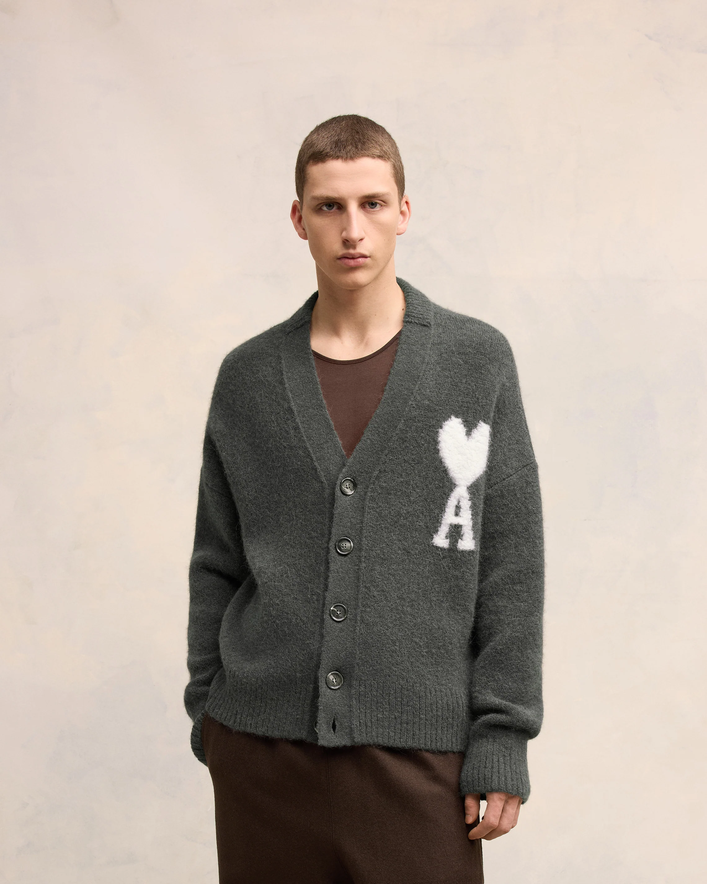 Dark Grey Off-White Ami De Coeur Cardigan - leoleo123123