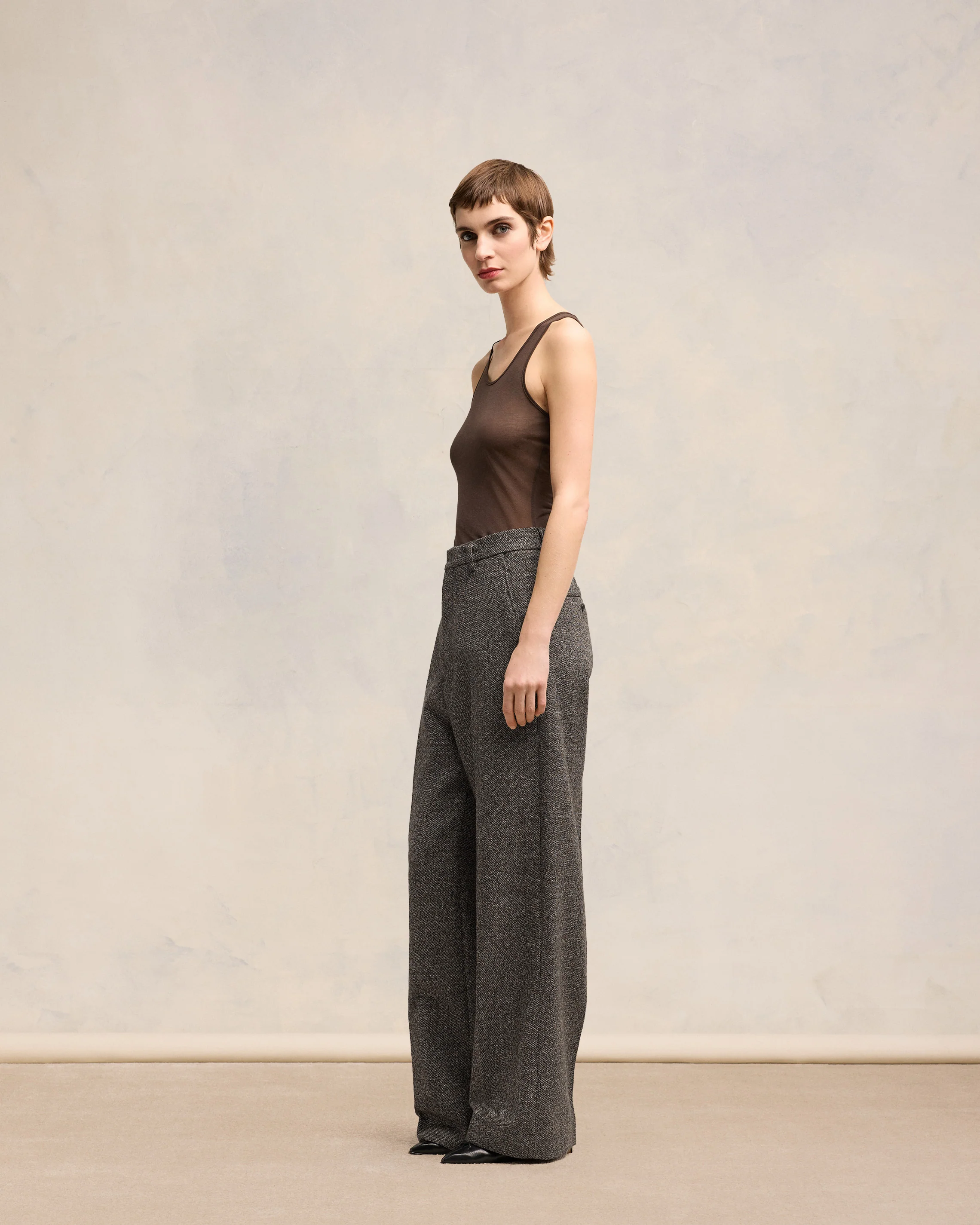 Dark Coffee/ Off White Large Fit Trousers - leoleo123123