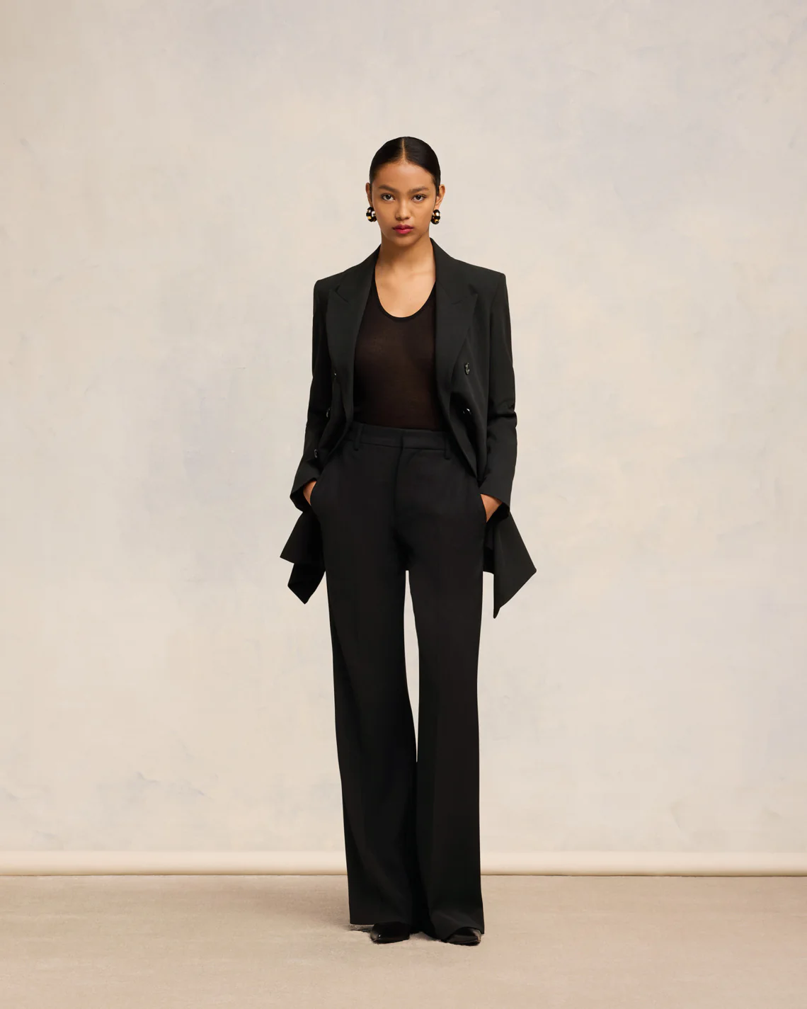 Black Flare Fit Trousers - leoleo123123