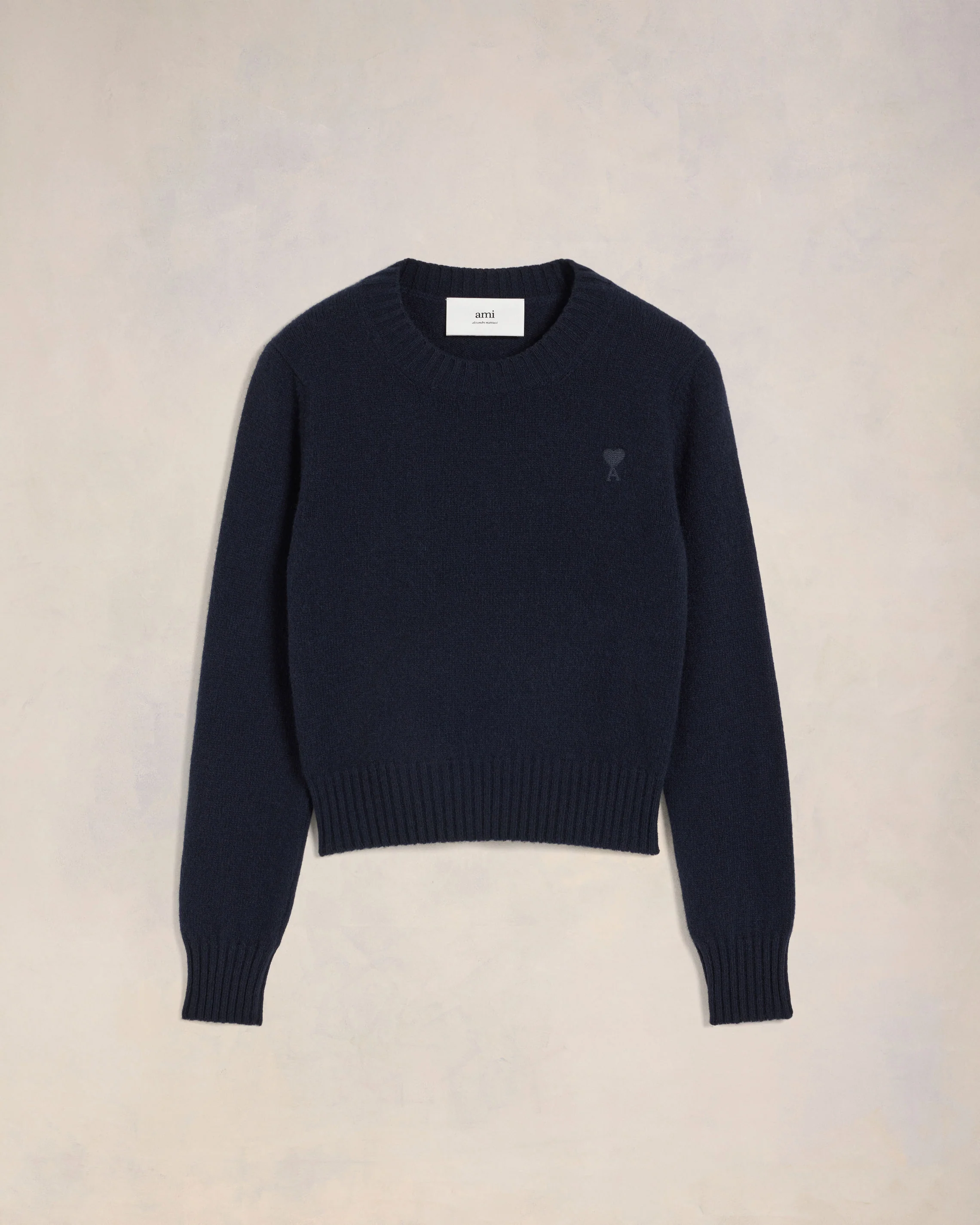 Navy Blue Cashmere Ami De Coeur Crew Neck Sweater - leoleo123123