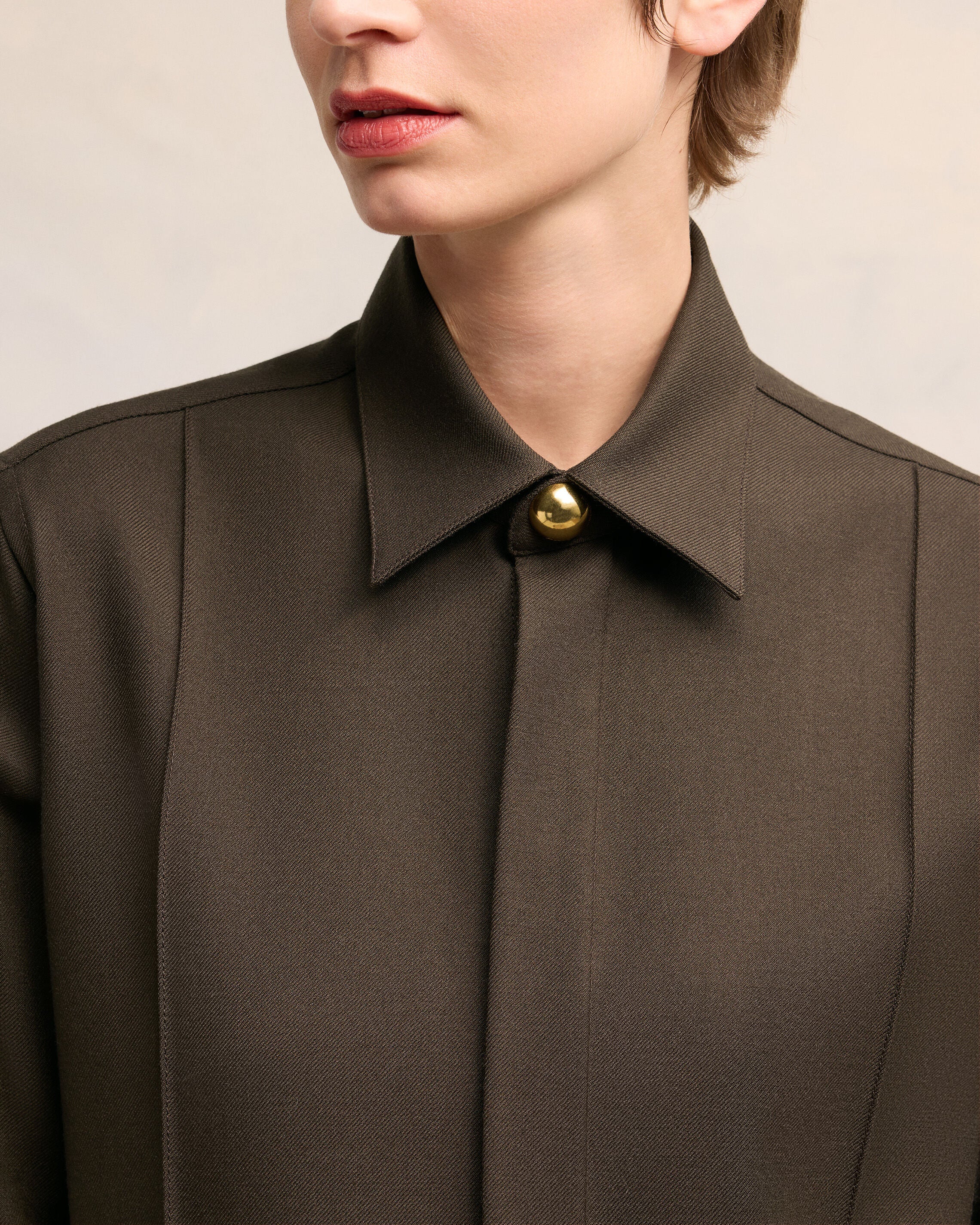 Dark Coffee Long Pintuck Shirt - leoleo123123