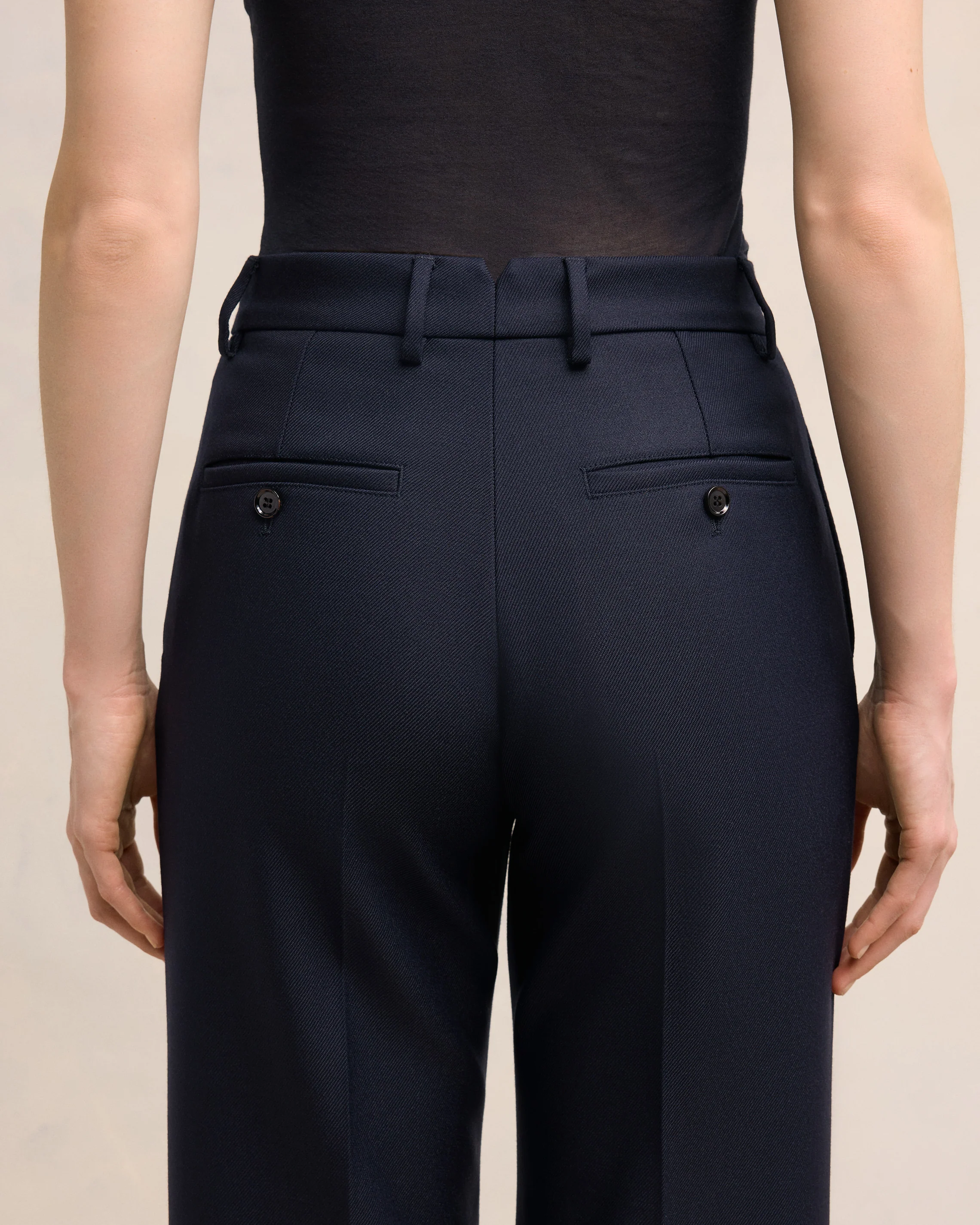 Navy Blue Flare Fit Trousers - leoleo123123