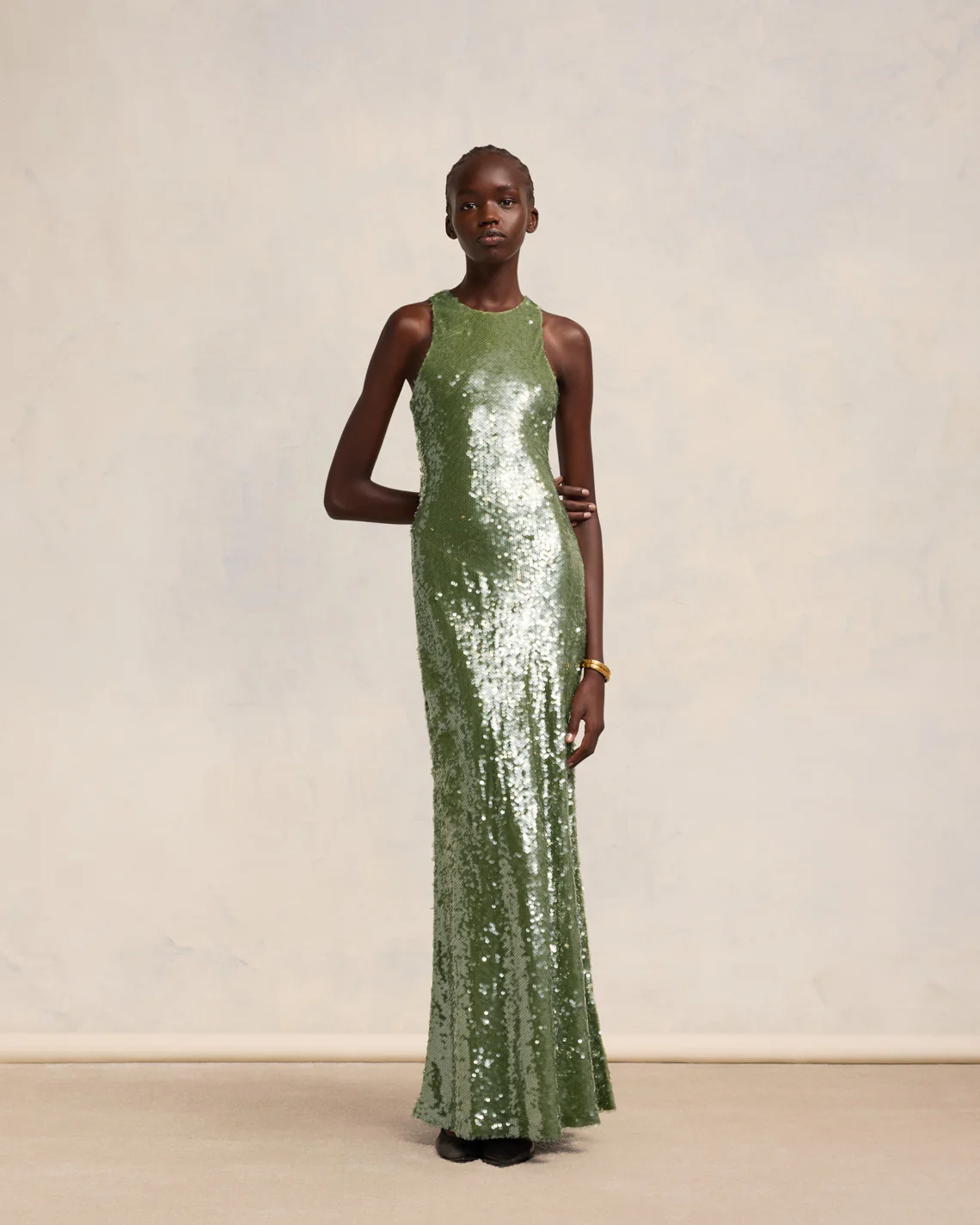 Olive Embroidered Long Dress - leoleo123123