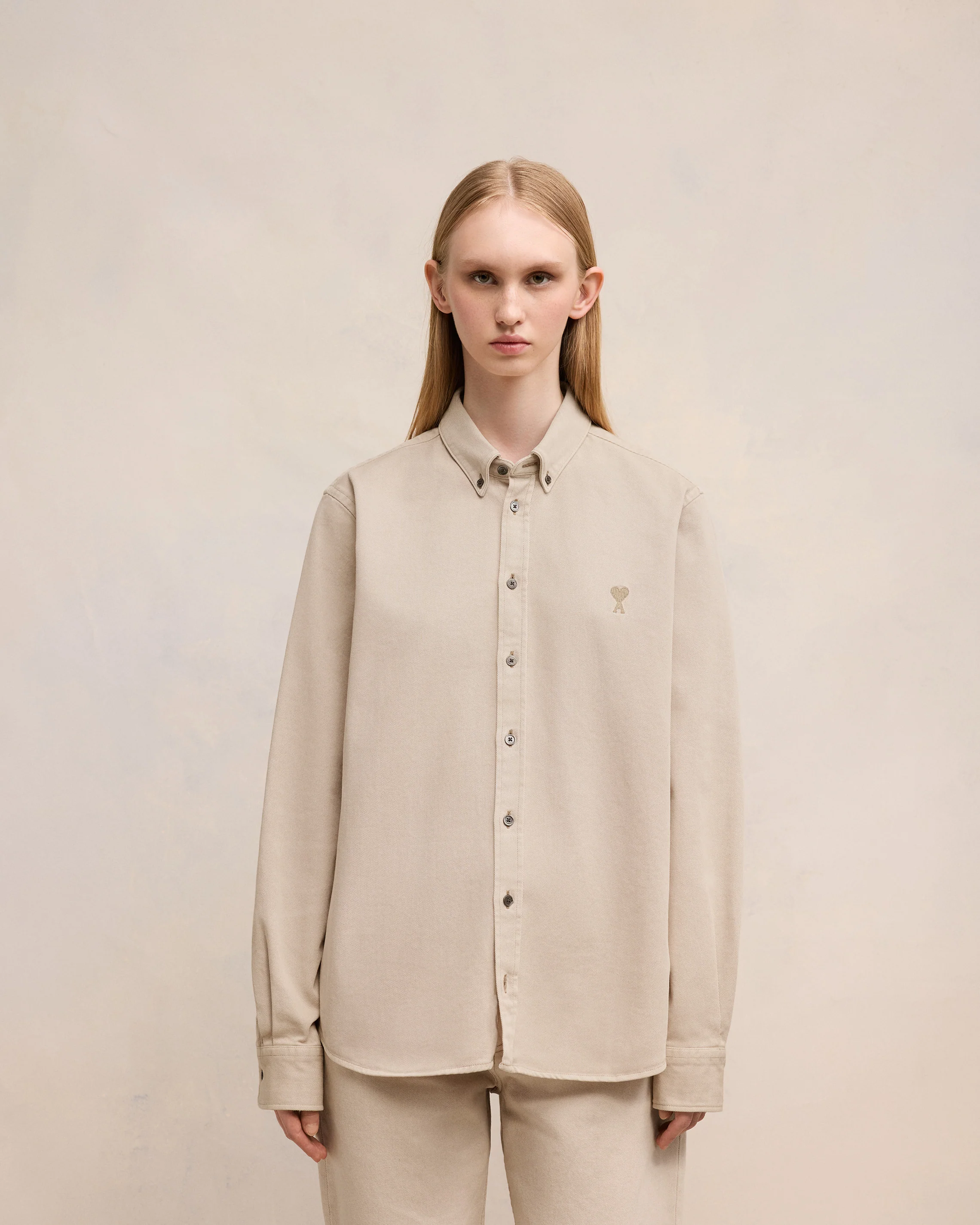 Off White Button-Down Ami De Coeur Shirt - leoleo123123