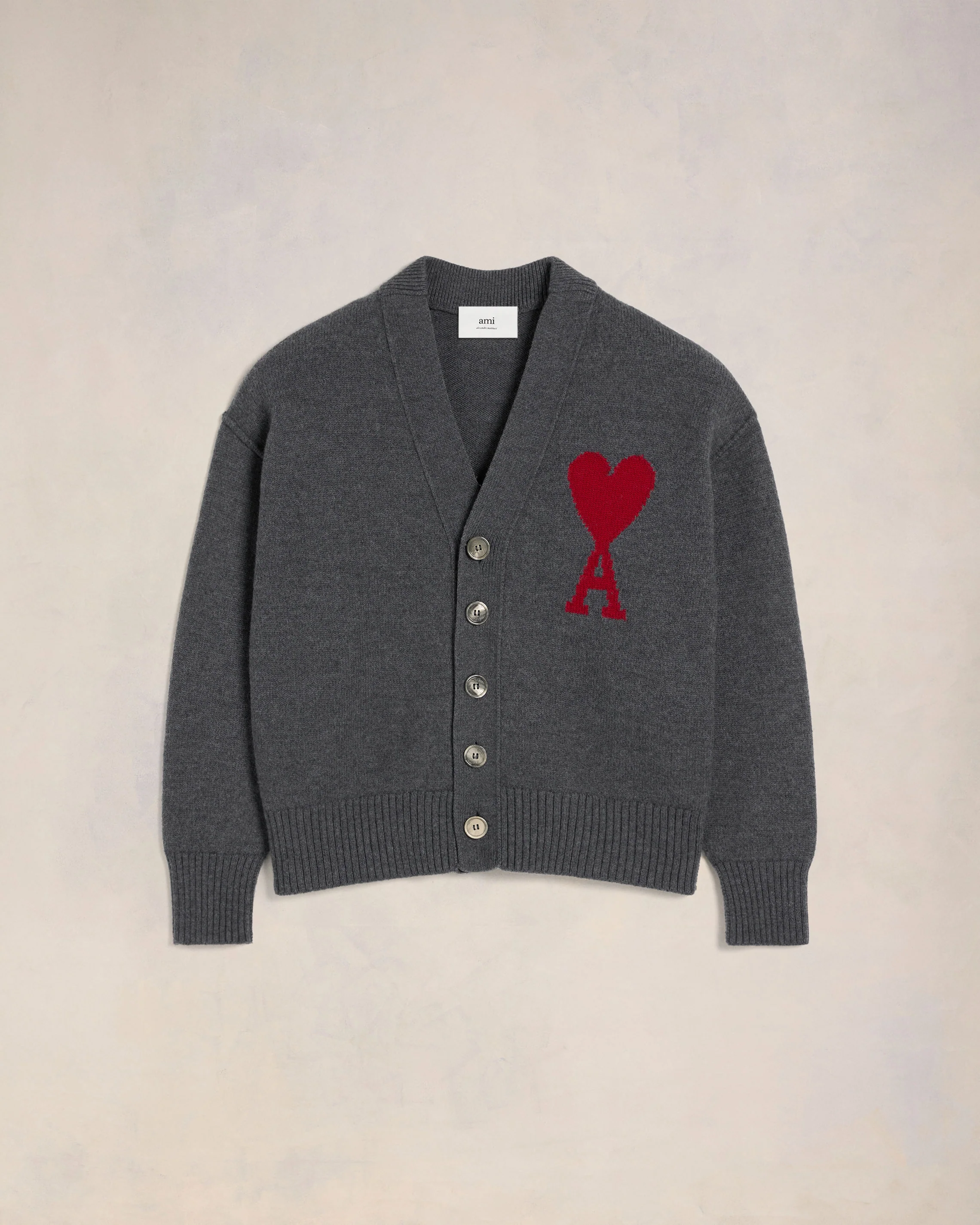 Heather Grey/Red Red Ami De Coeur Cardigan - leoleo123123