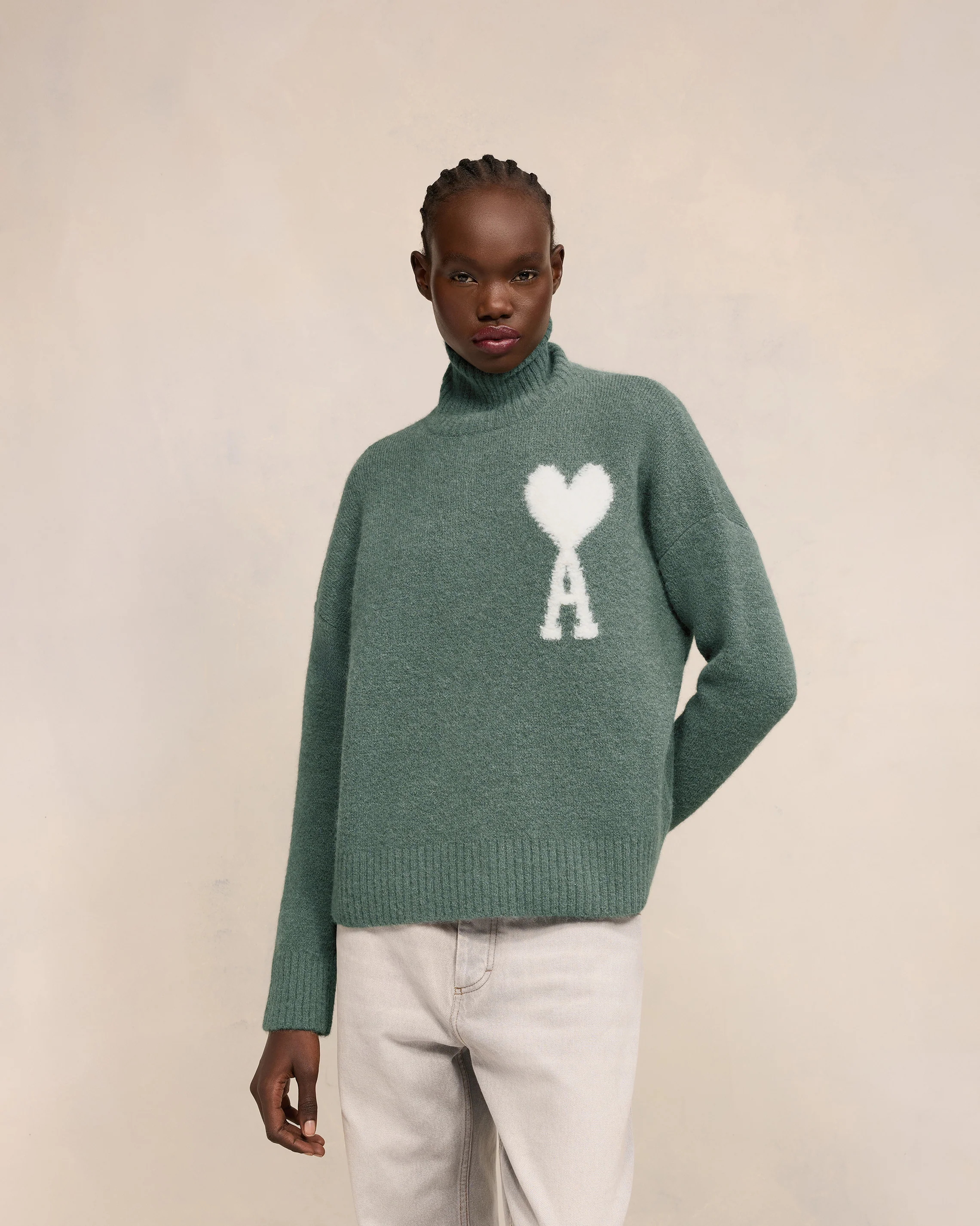 Antique Clay Off-White Ami De Coeur Funnel Neck Sweater - leoleo123123