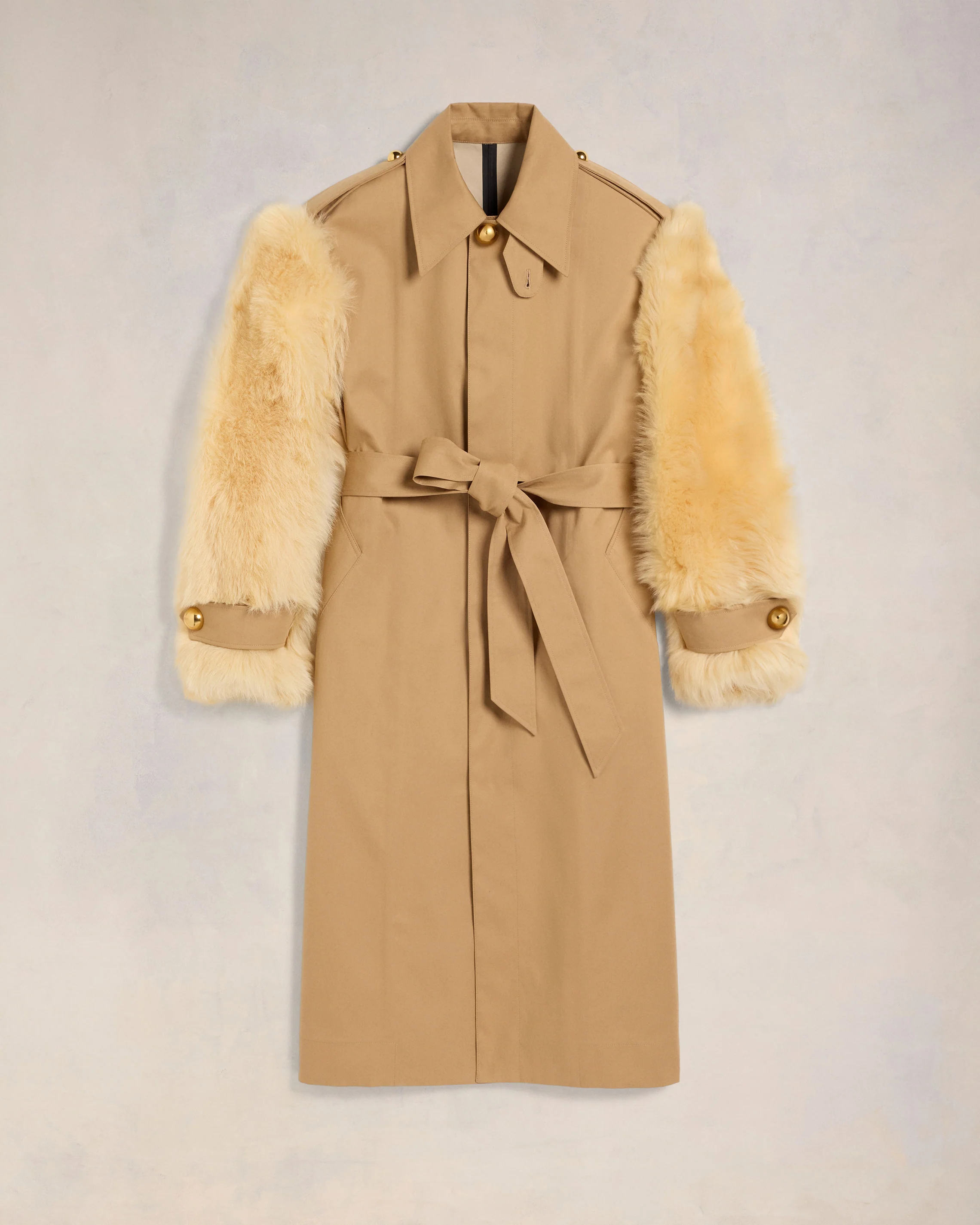 Sand/ Light Beige Belted Mac - leoleo123123