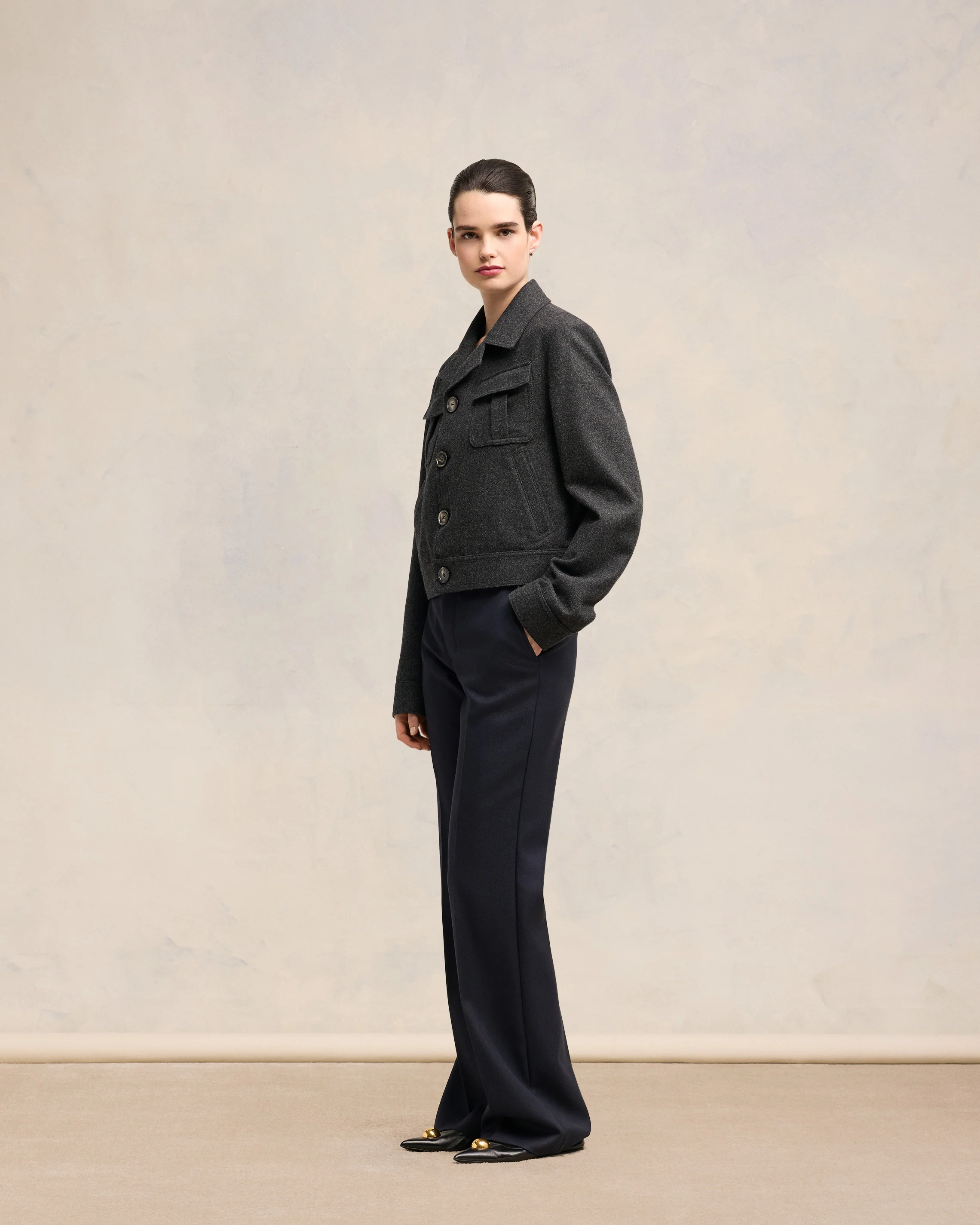 Dark Grey Military Jacket - leoleo123123