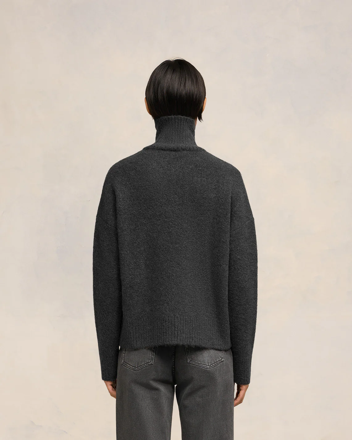 Dark Grey Off-White Ami De Coeur Funnel Neck Sweater - leoleo123123