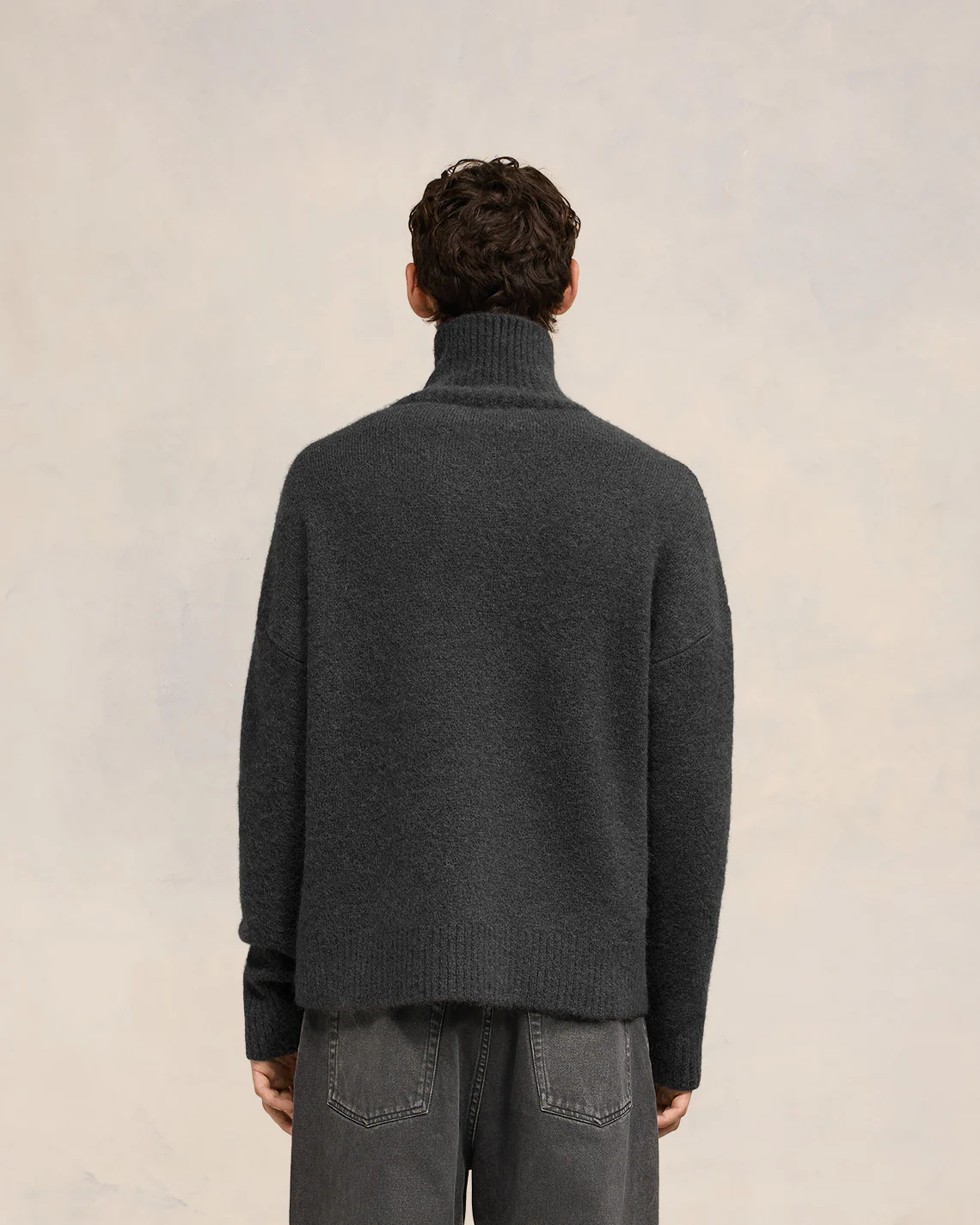 Dark Grey Off-White Ami De Coeur Funnel Neck Sweater - leoleo123123