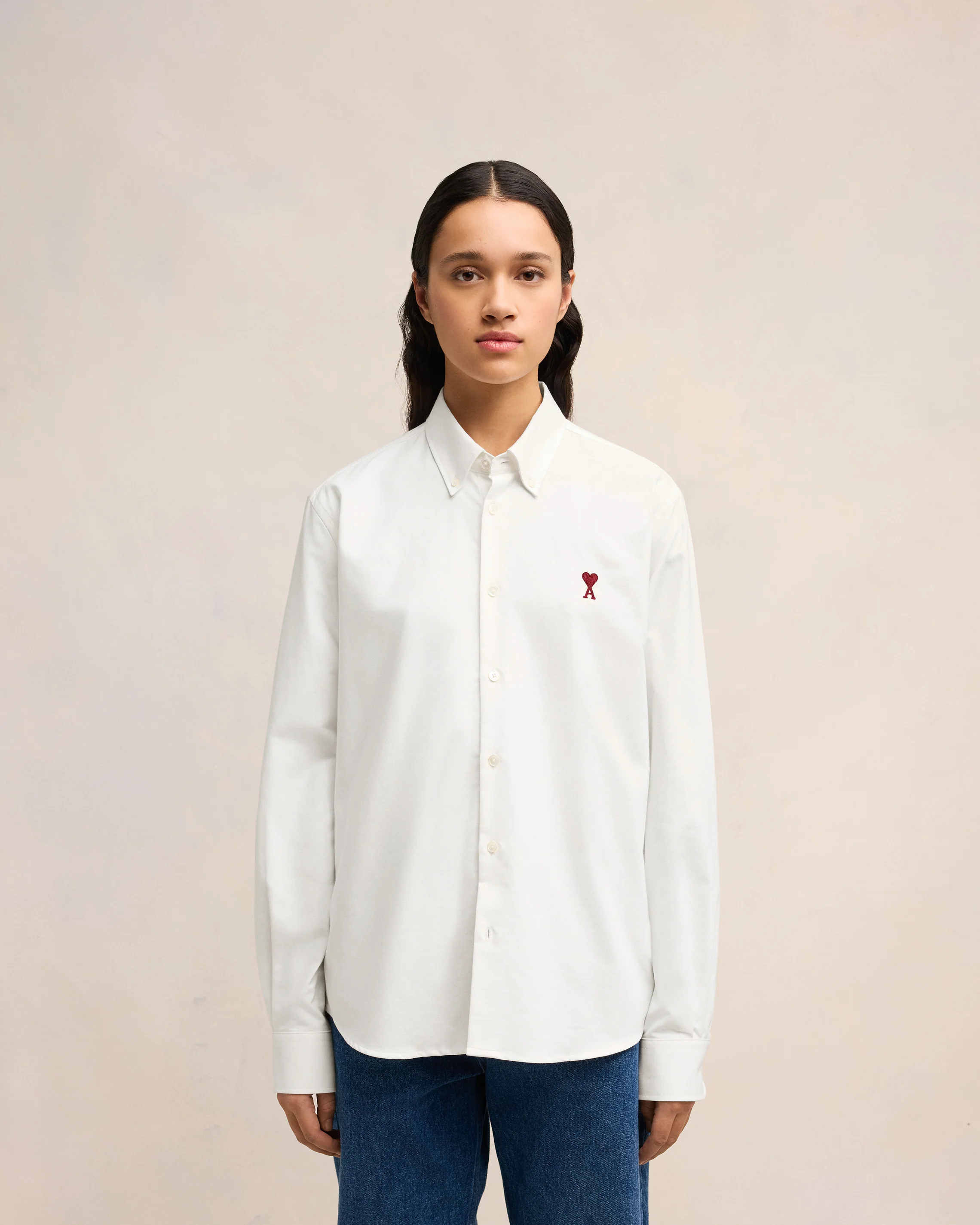 Natural White Button-Down Ami De Coeur Shirt - leoleo123123