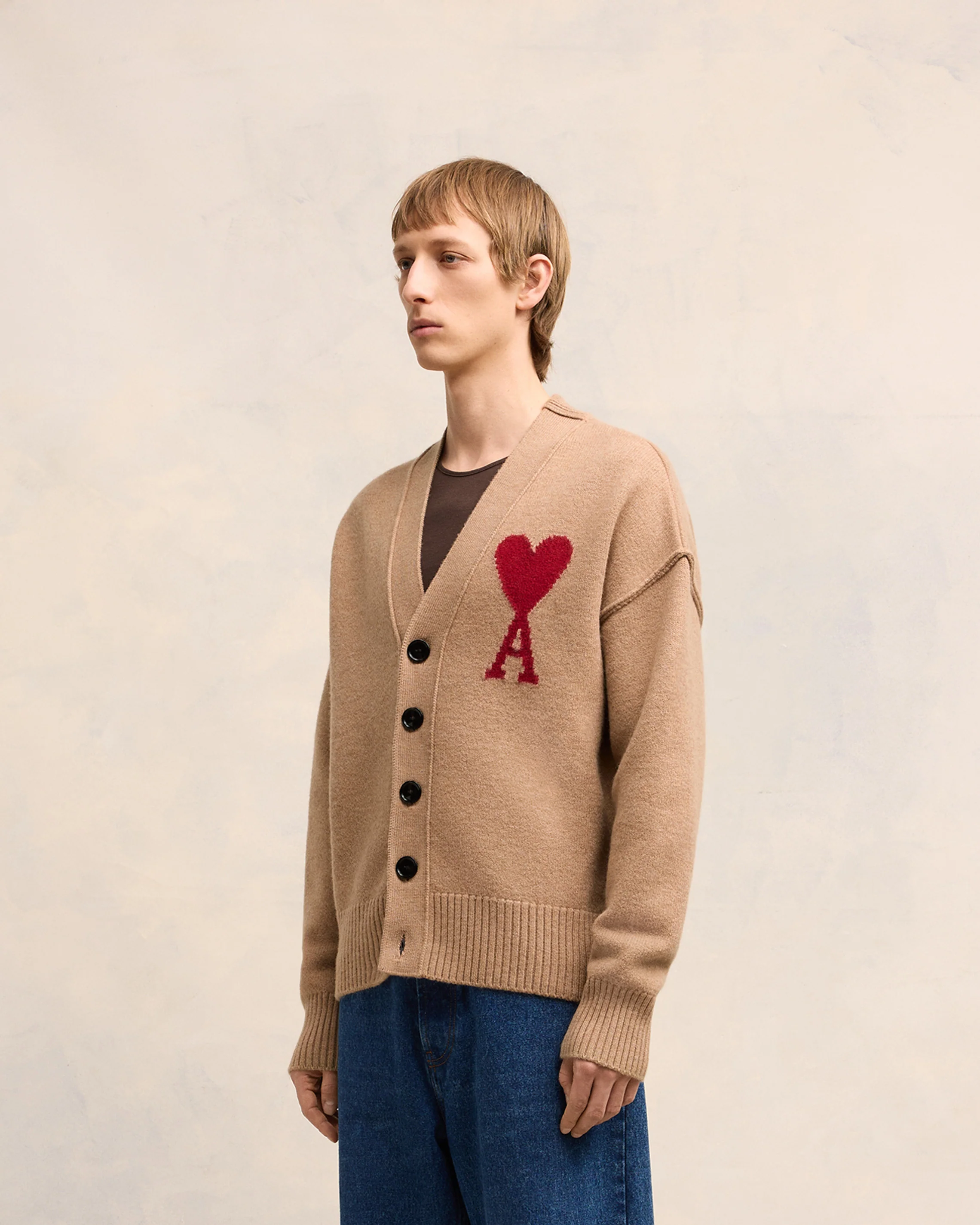 Cardigan Ami De Coeur Rouge Camel/Rouge - leoleo123123