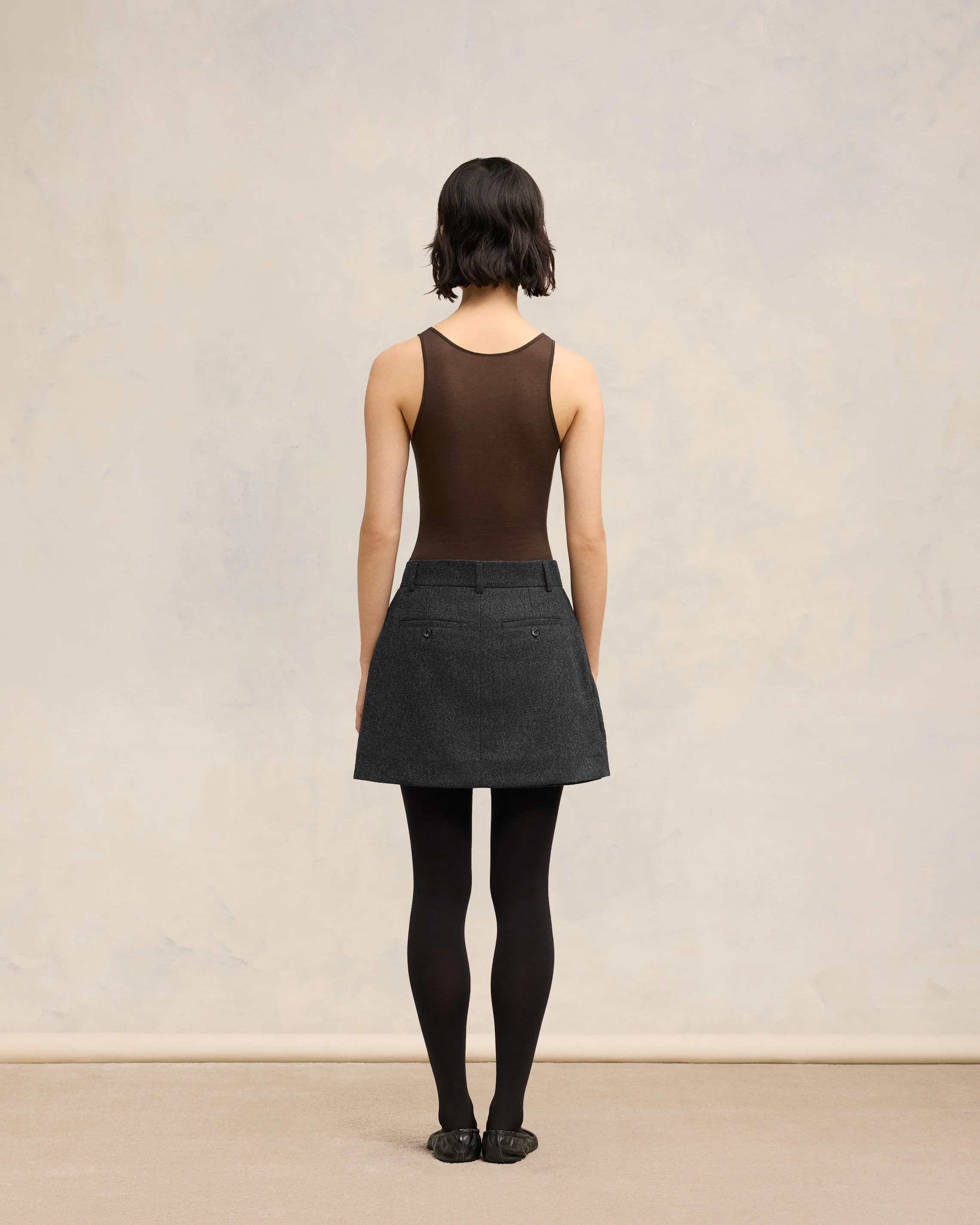 Dark Grey Mini Skirt With Panels - leoleo123123