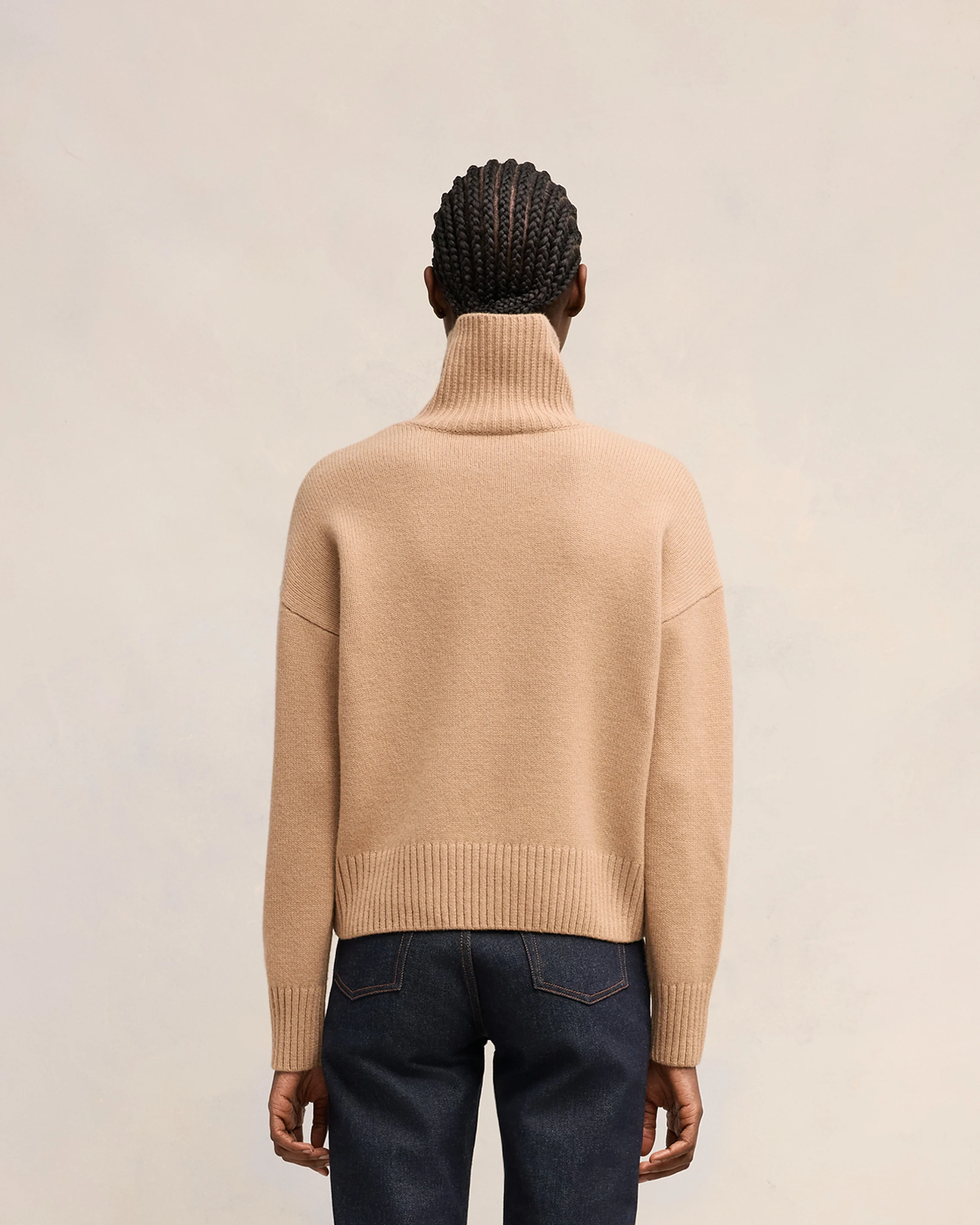 Nude Embossed Ami De Coeur Funnel Neck Sweater - leoleo123123