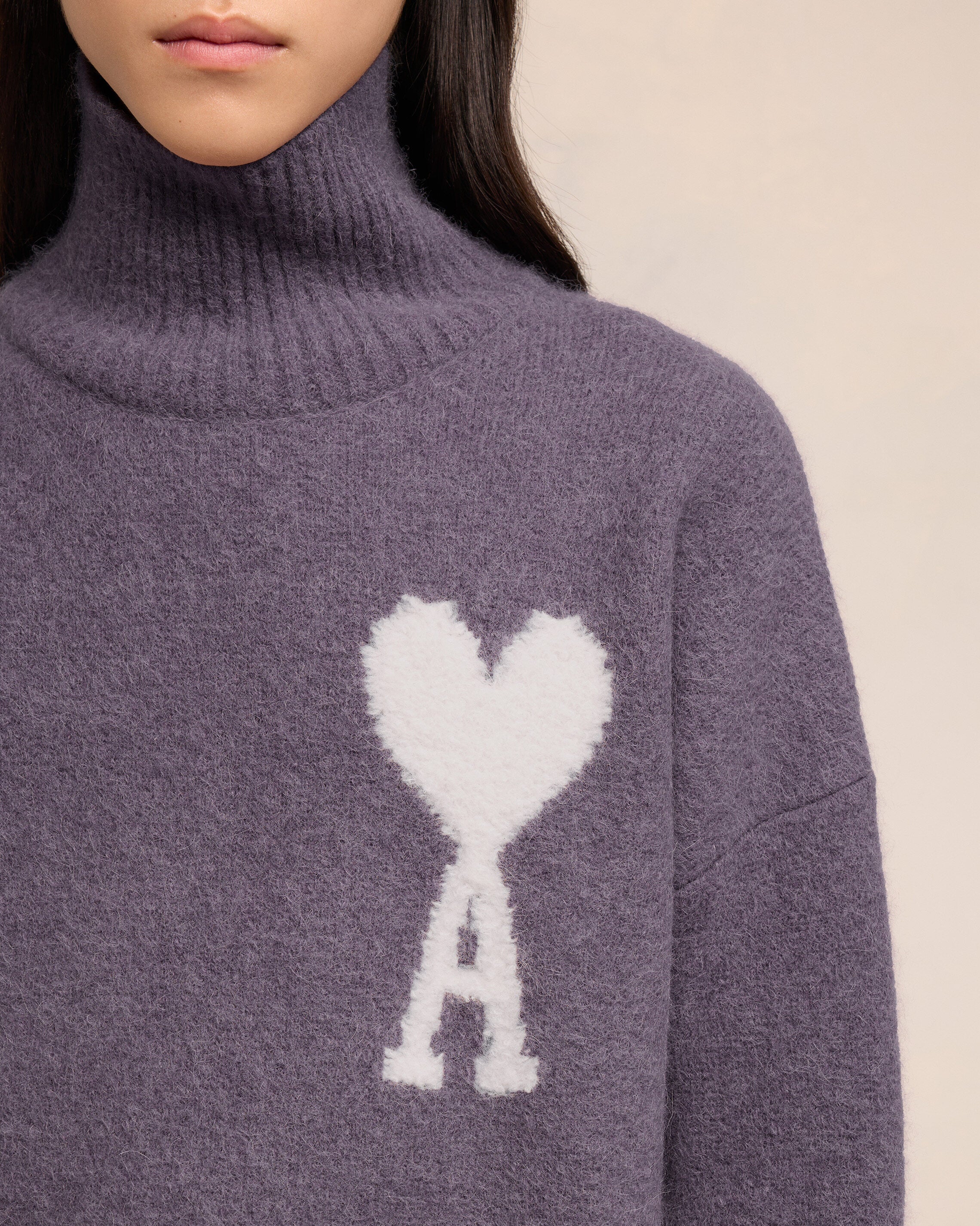 Lilac Off-White Ami De Coeur Funnel Neck Sweater - leoleo123123