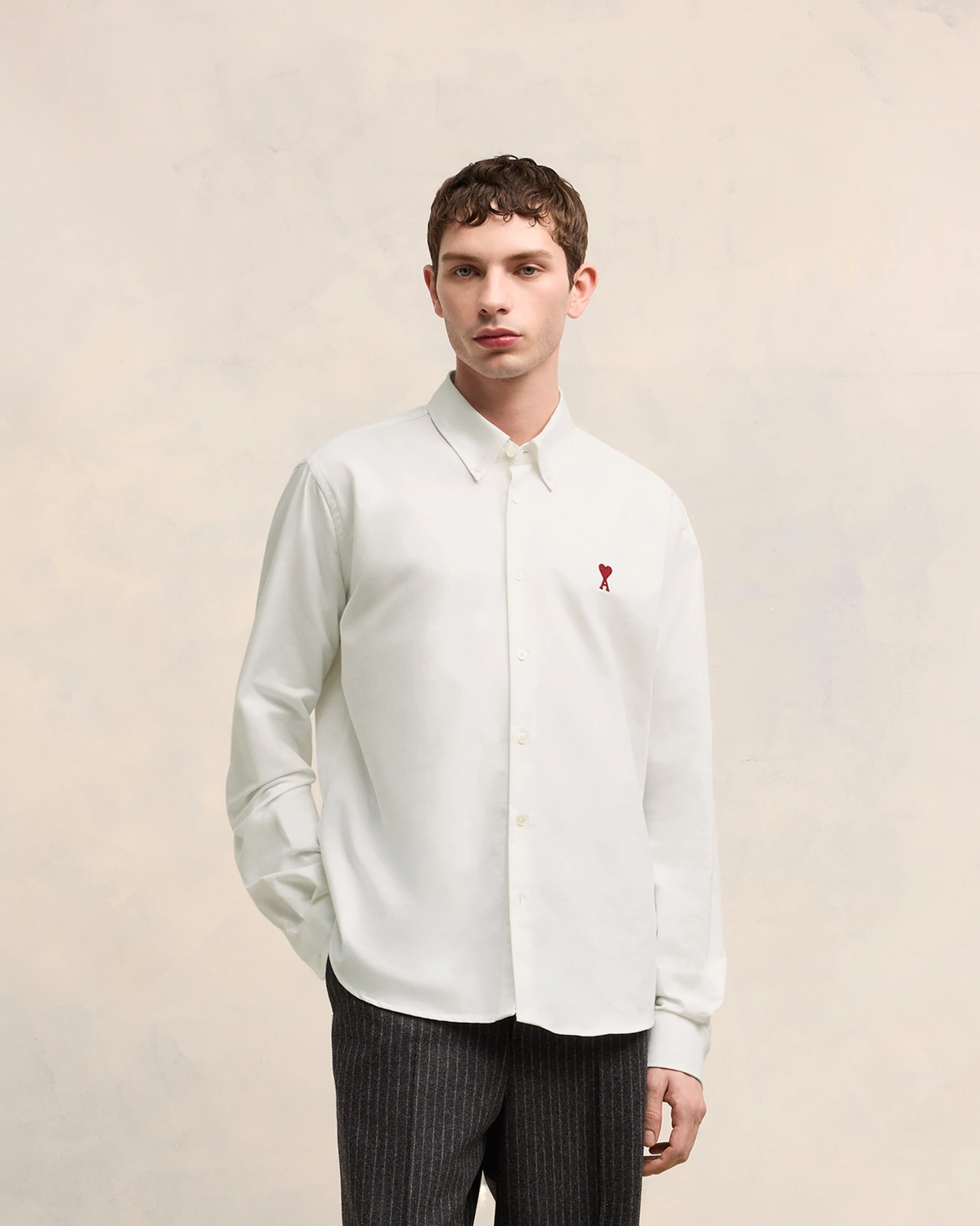 Natural White Button-Down Ami De Coeur Shirt - leoleo123123