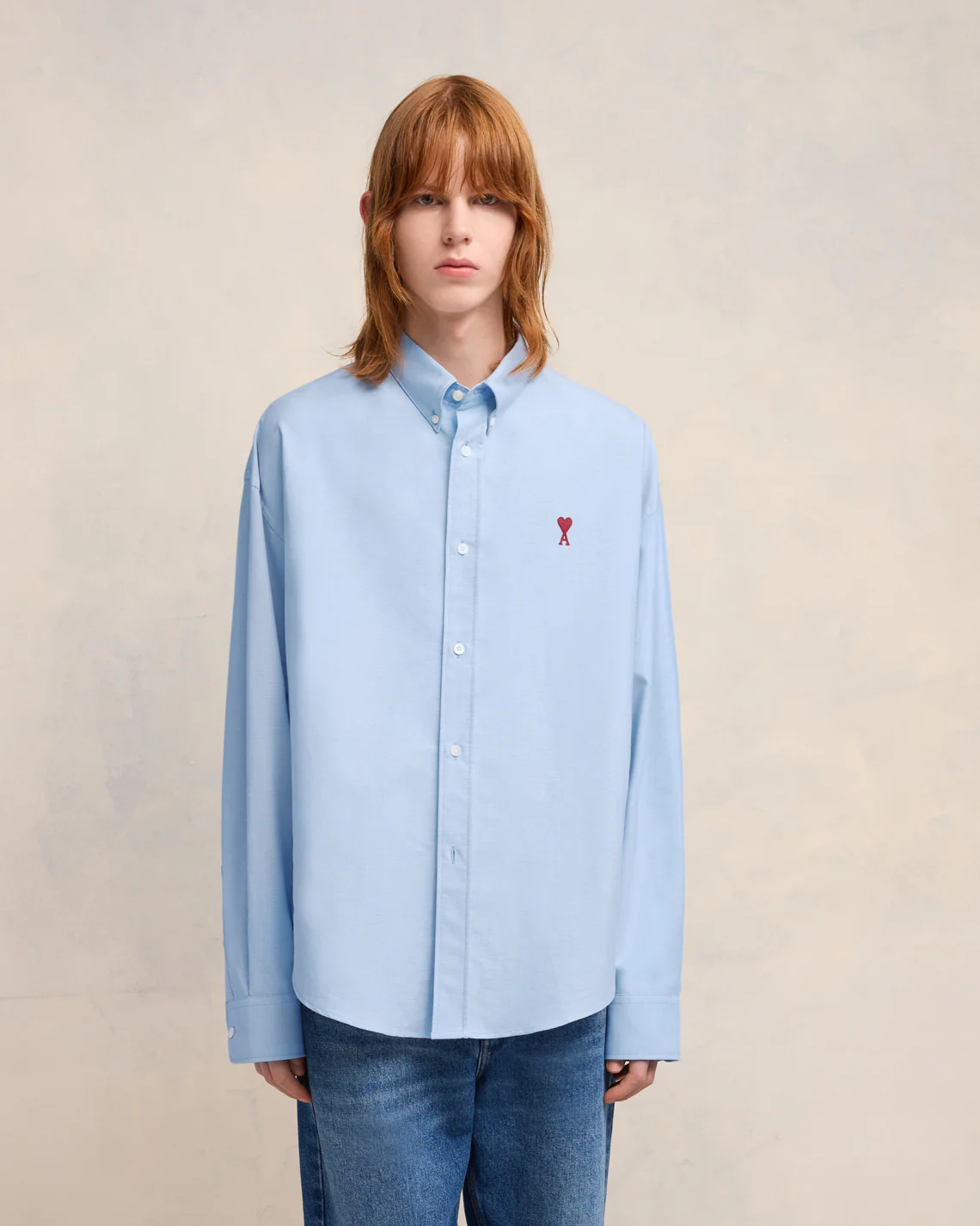 Chemise Coupe Boxy Ami De Coeur Bleu Ciel - leoleo123123