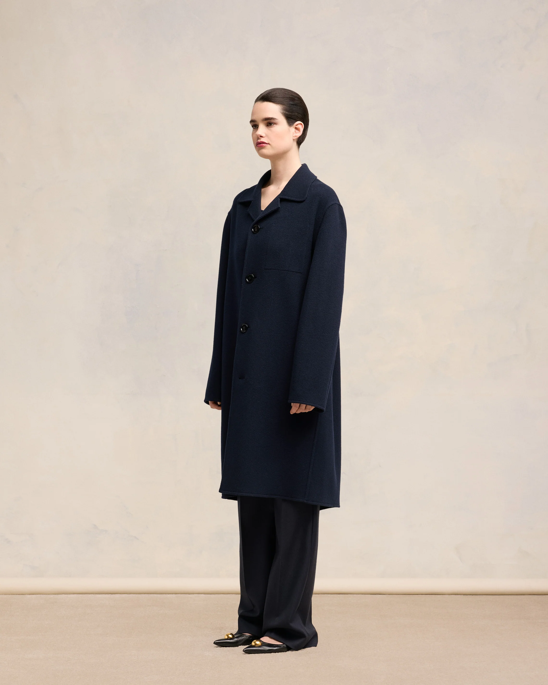 Navy Blue Belted Car Coat - leoleo123123