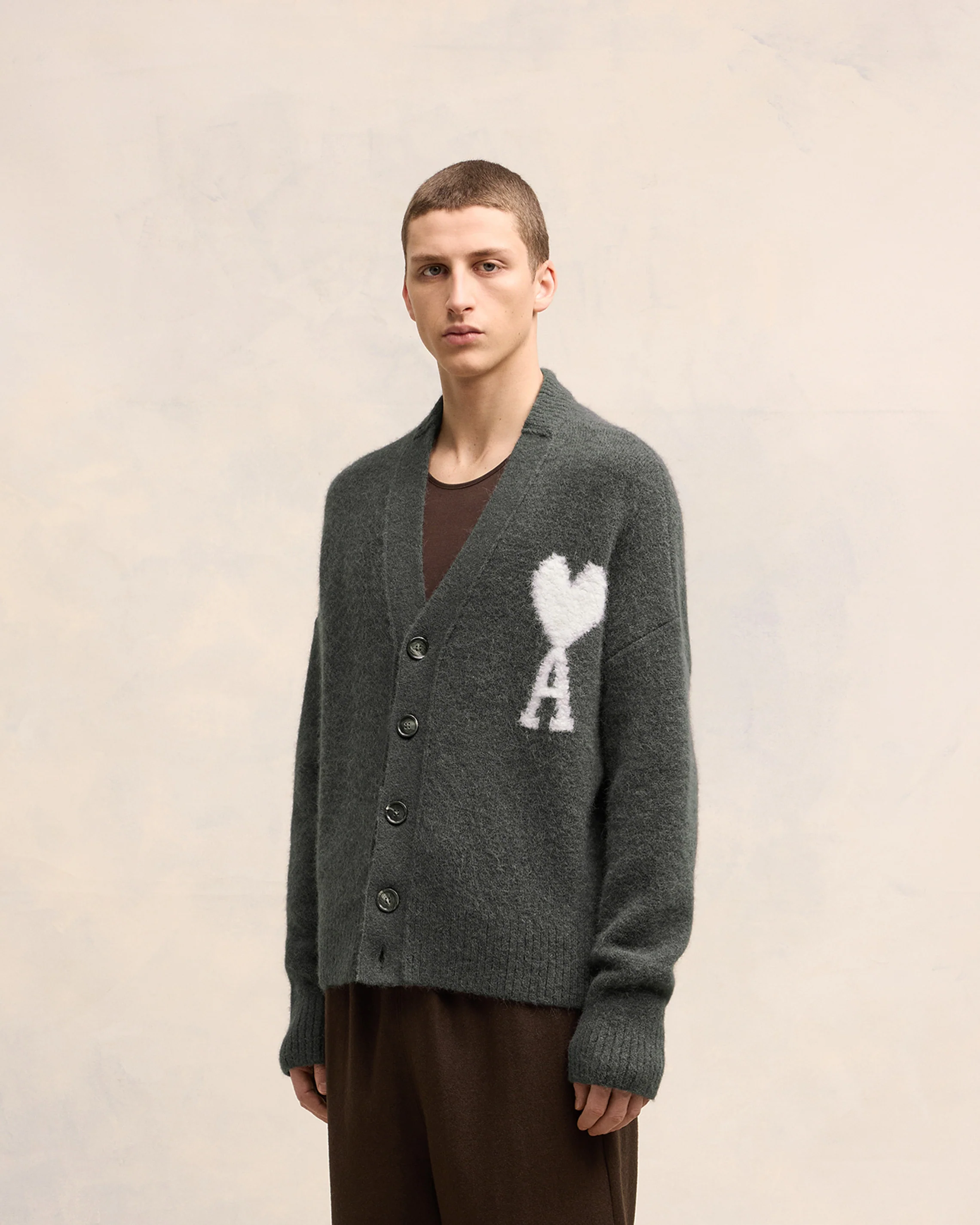 Dark Grey Off-White Ami De Coeur Cardigan - leoleo123123