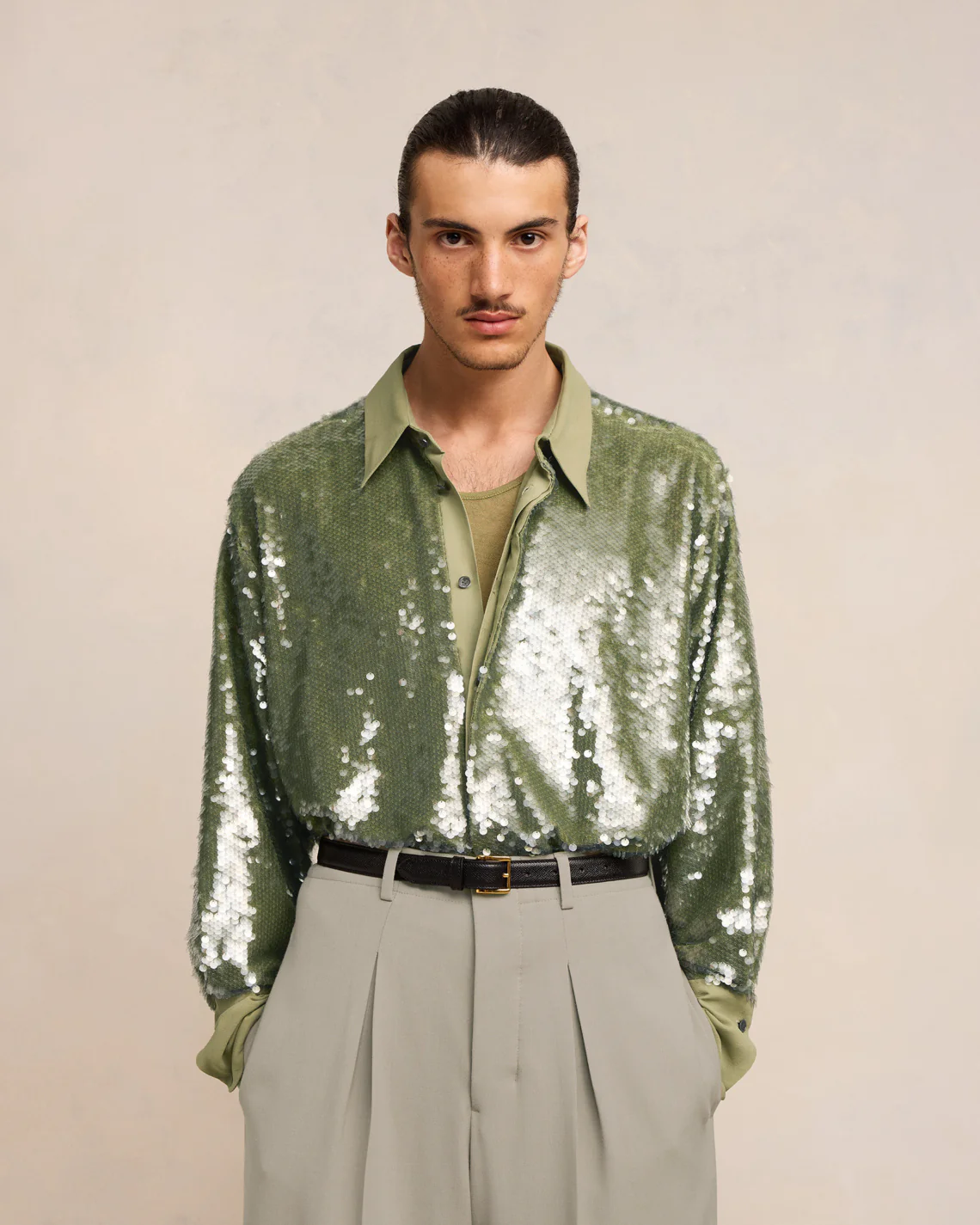 Olive Embroidered Shirt - leoleo123123
