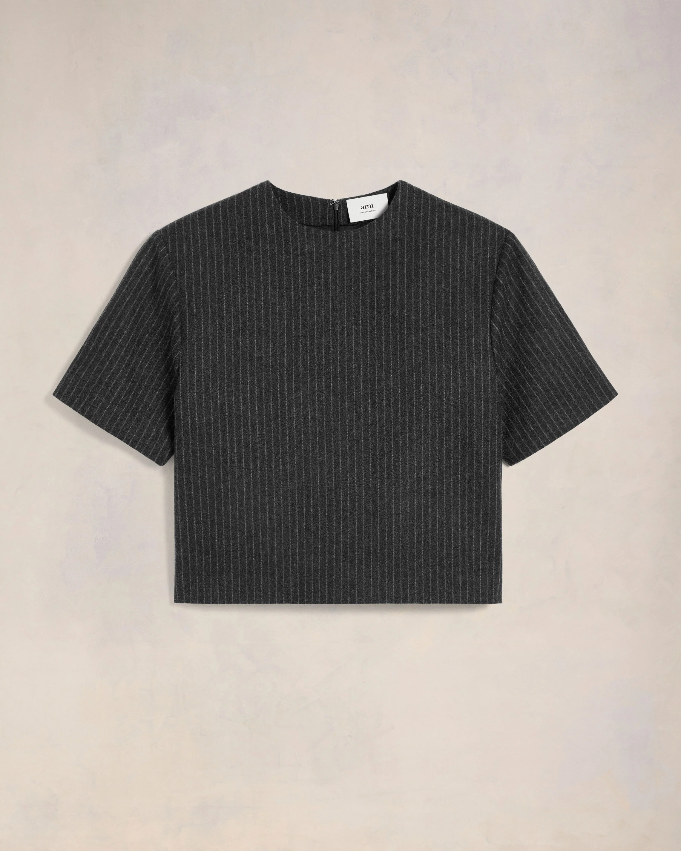 Top Manches Courtes Gris Fonce / Ecru - leoleo123123