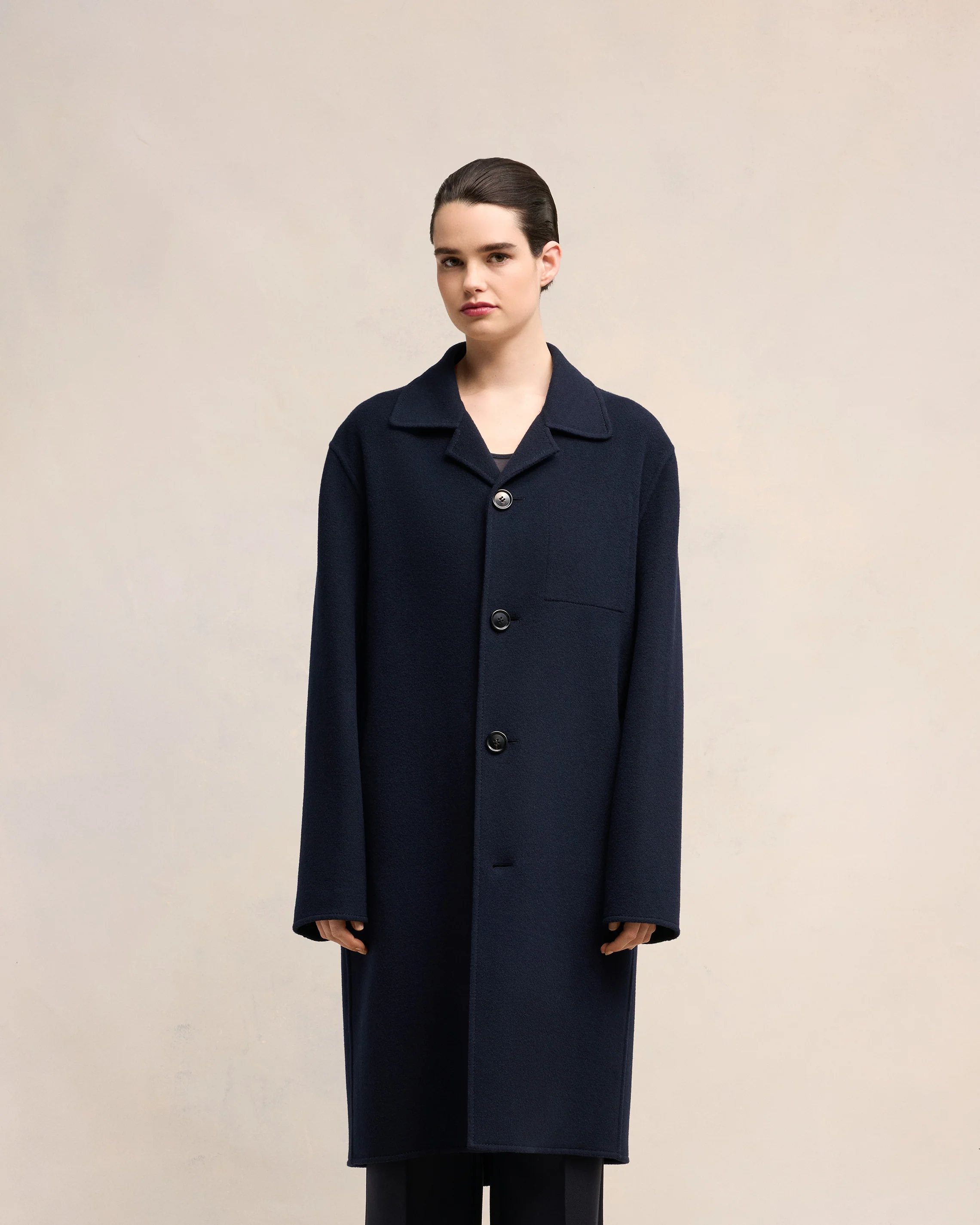Navy Blue Belted Car Coat - leoleo123123