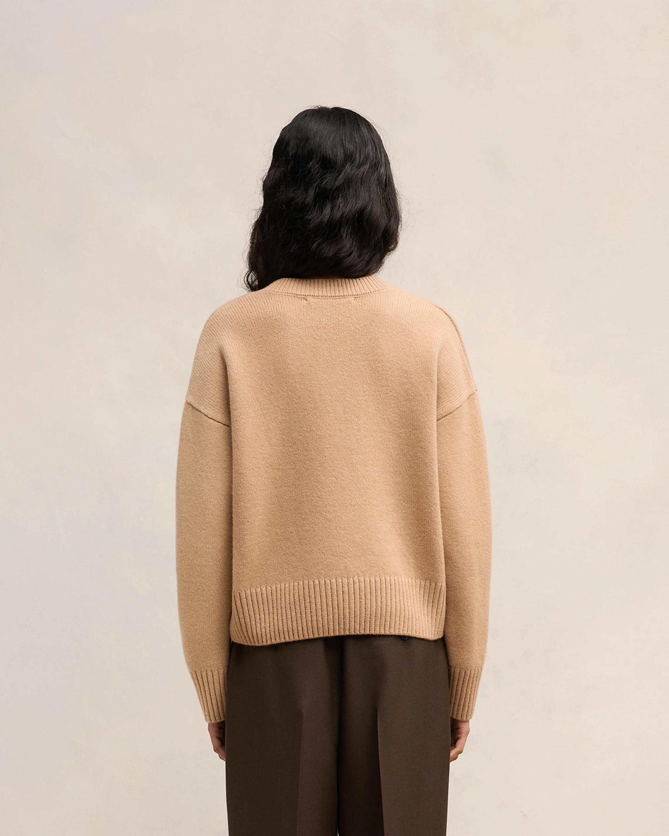 Nude Embossed Ami De Coeur V Neck Sweater - leoleo123123