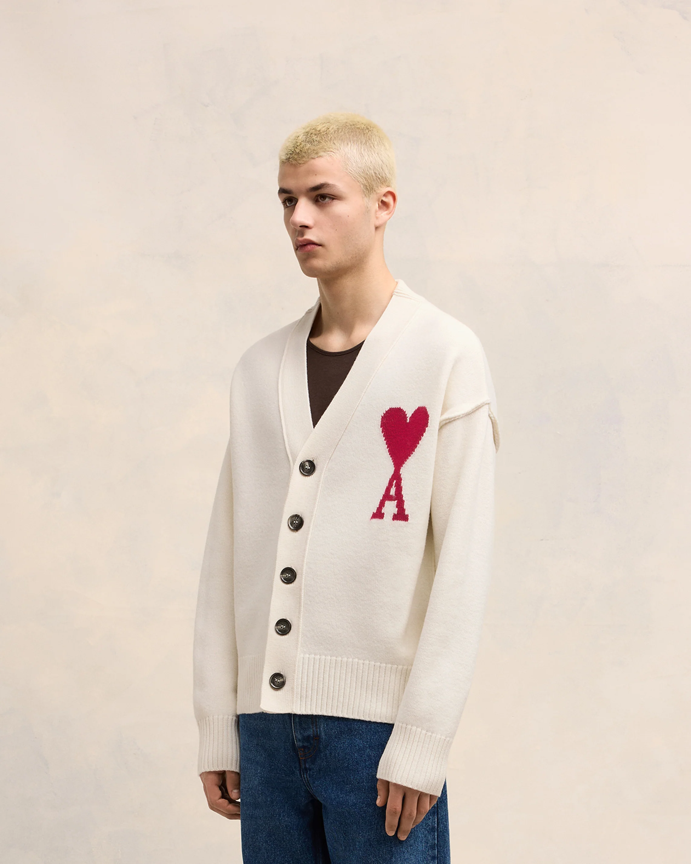 Cardigan Ami De Coeur Rouge Ecru/Rouge - leoleo123123