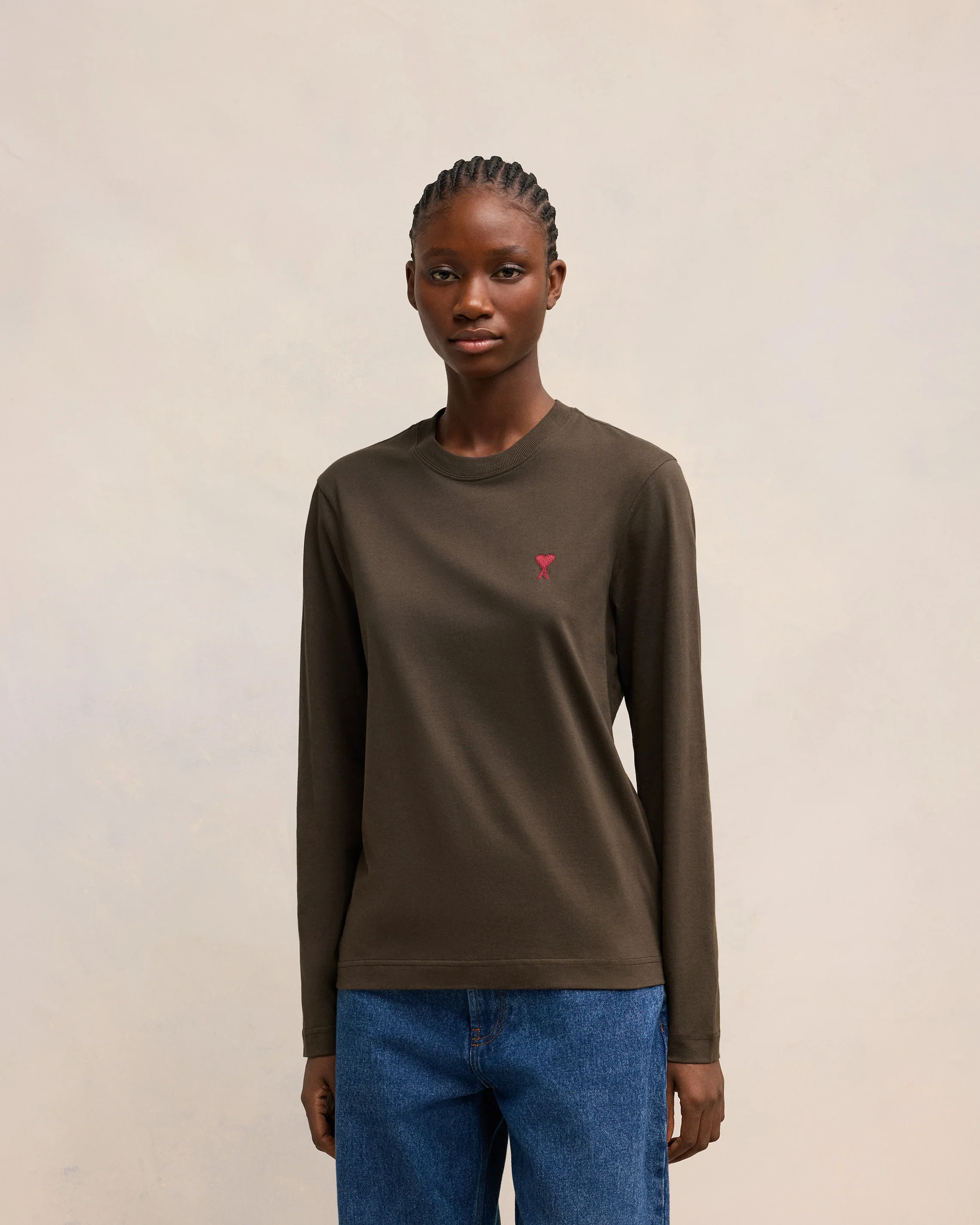 Dark Coffee Red Ami De Coeur Longlseeves T-Shirt - leoleo123123