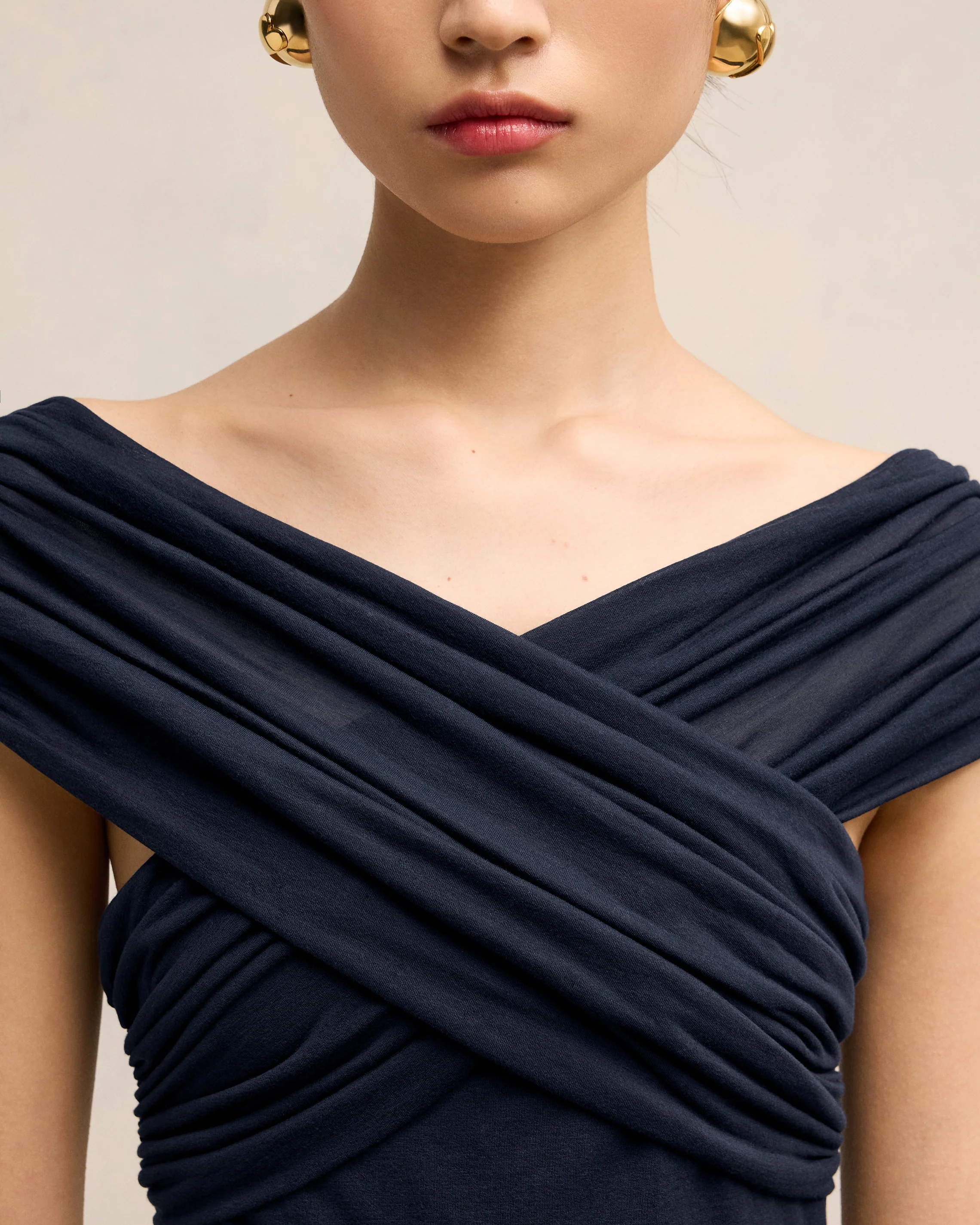 Navy Blue Drapped Top - leoleo123123