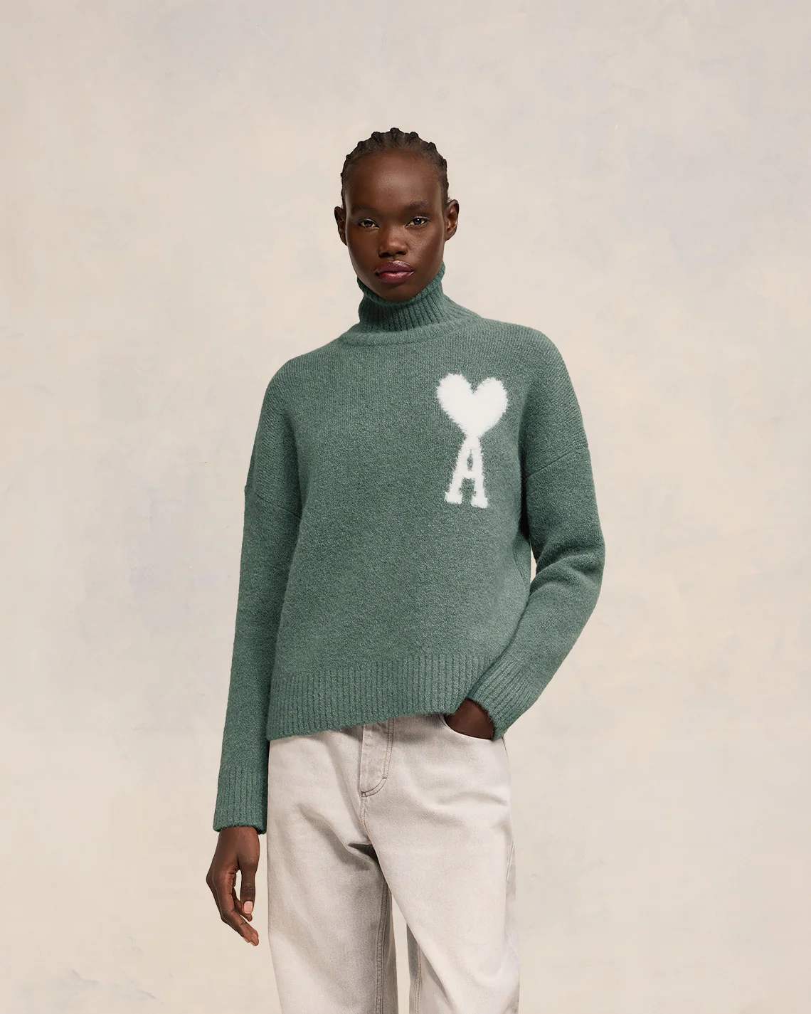 Antique Clay Off-White Ami De Coeur Funnel Neck Sweater - leoleo123123