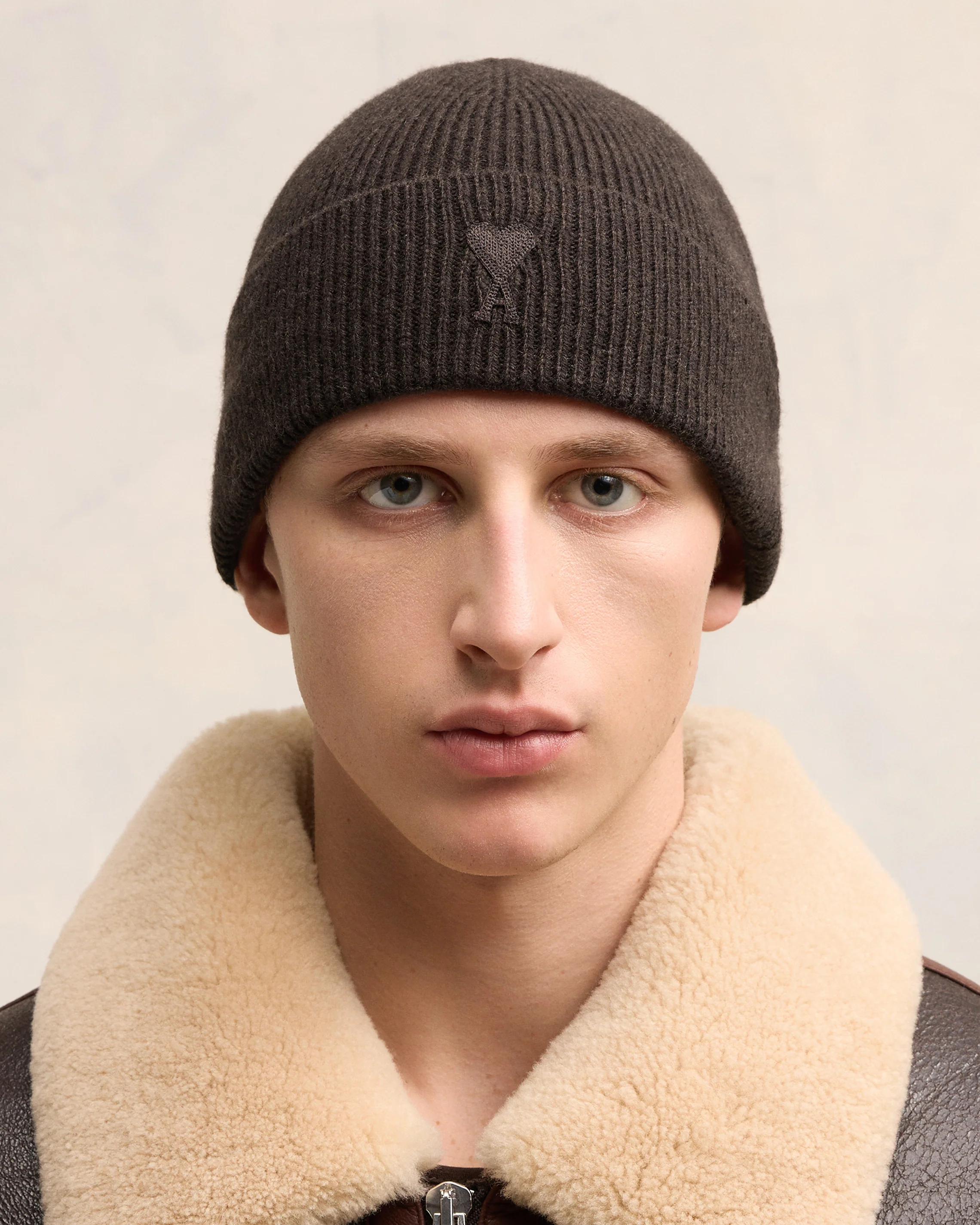 Dark Coffee Cashmere Ami De Coeur Beanie - leoleo123123